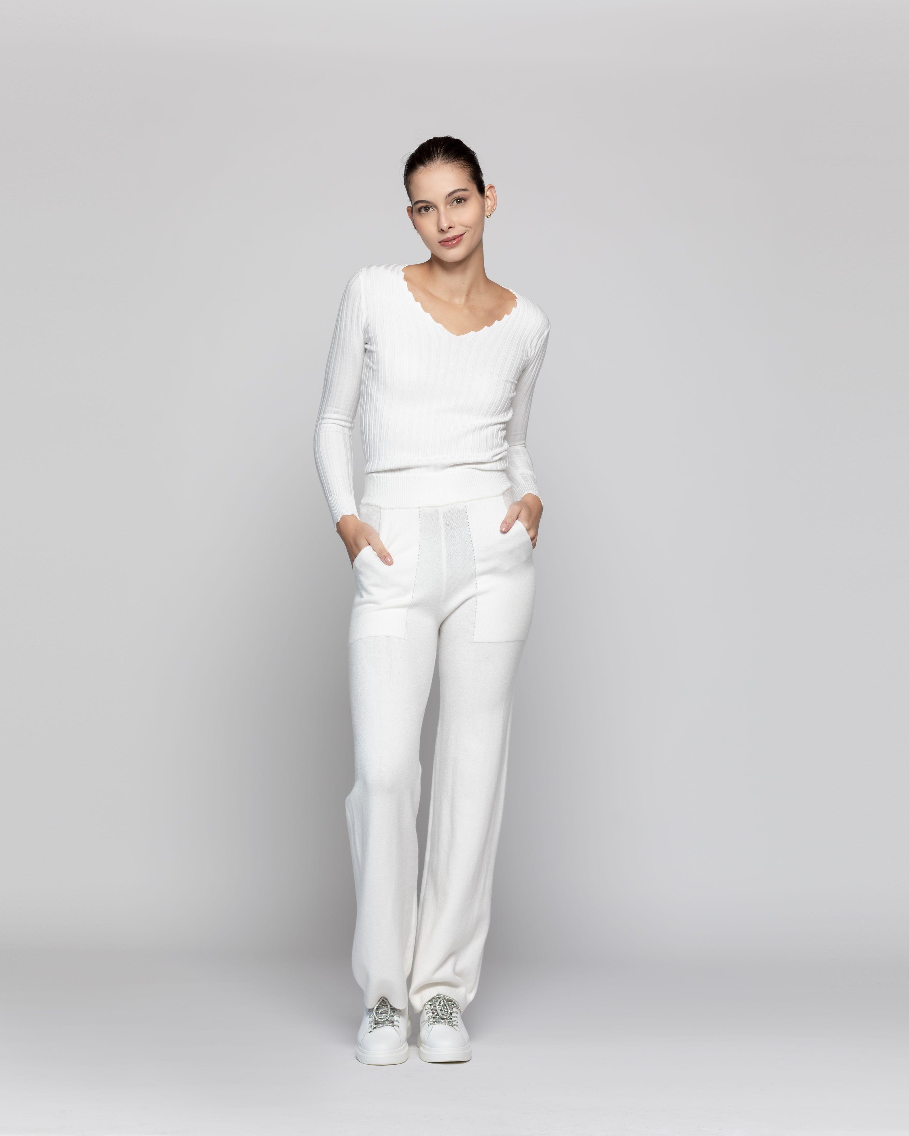 Pantalón Mujer Ainhoa Blanco Lineatre-0