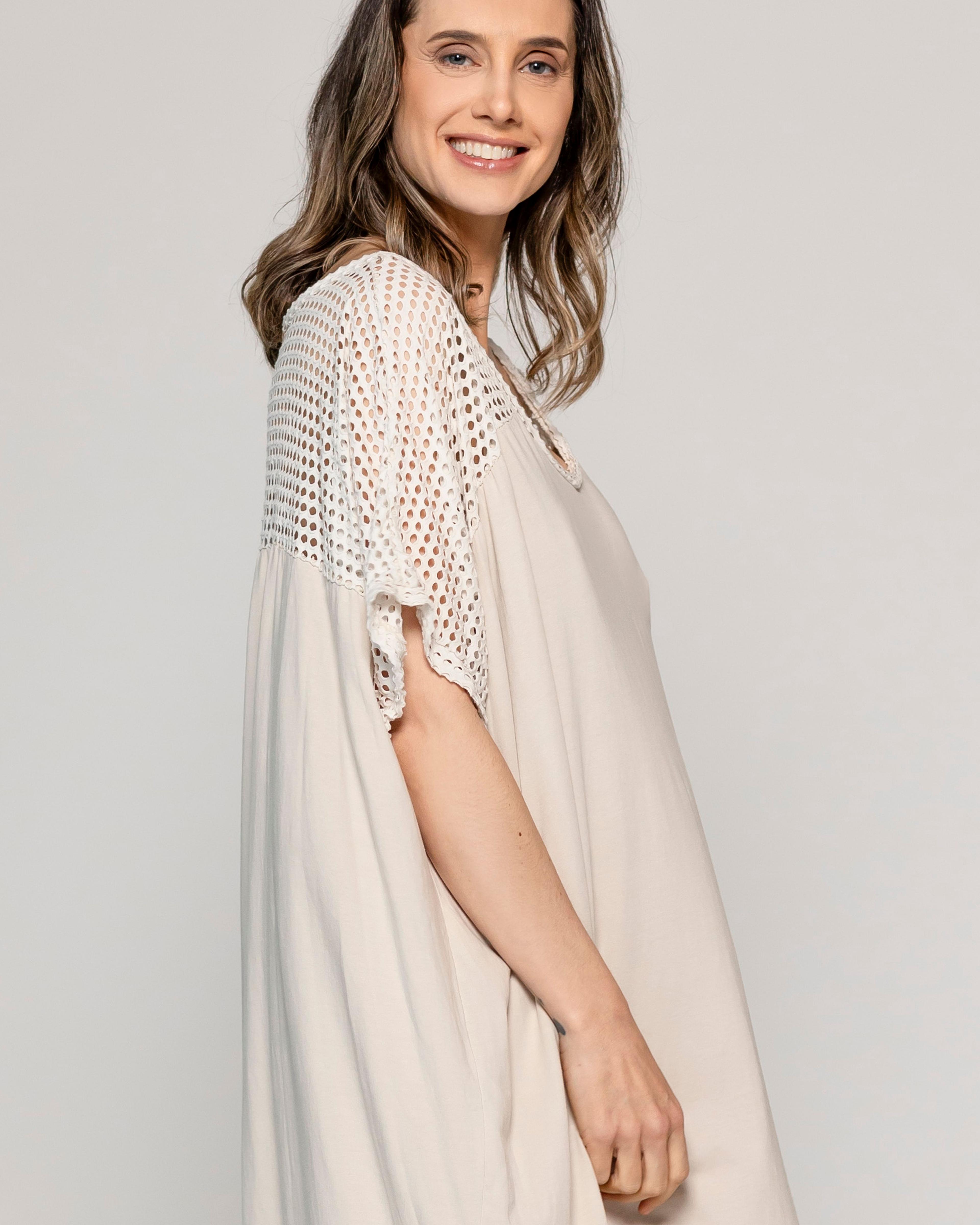 Vestido Mujer Venus Tipo Túnica Beige Lineatre-3