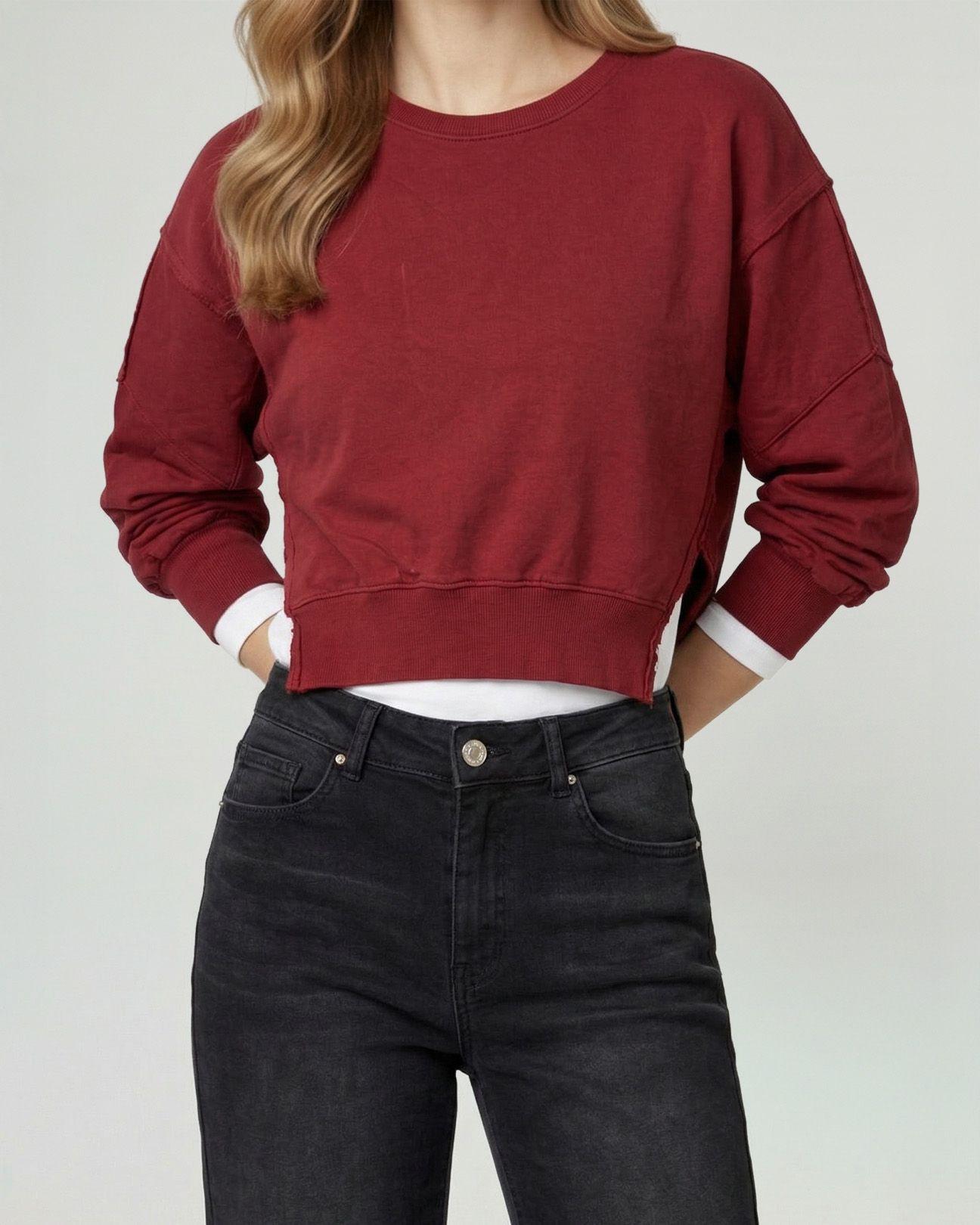 Poleron Mujer Zoe Overside Cuello Redondo Manga Caída India Lineatre-2