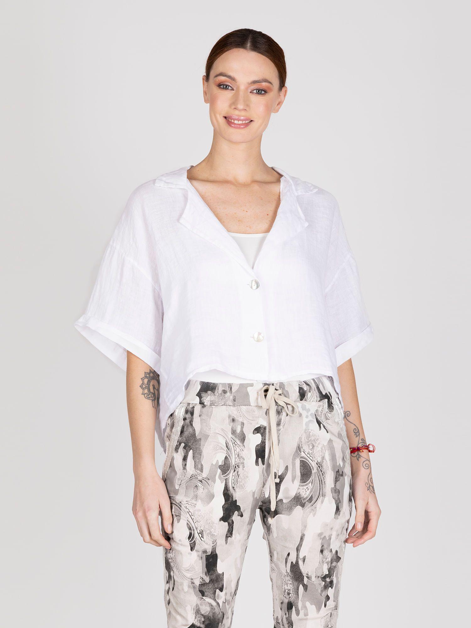 Blusa Lino Mangas Cortas-2