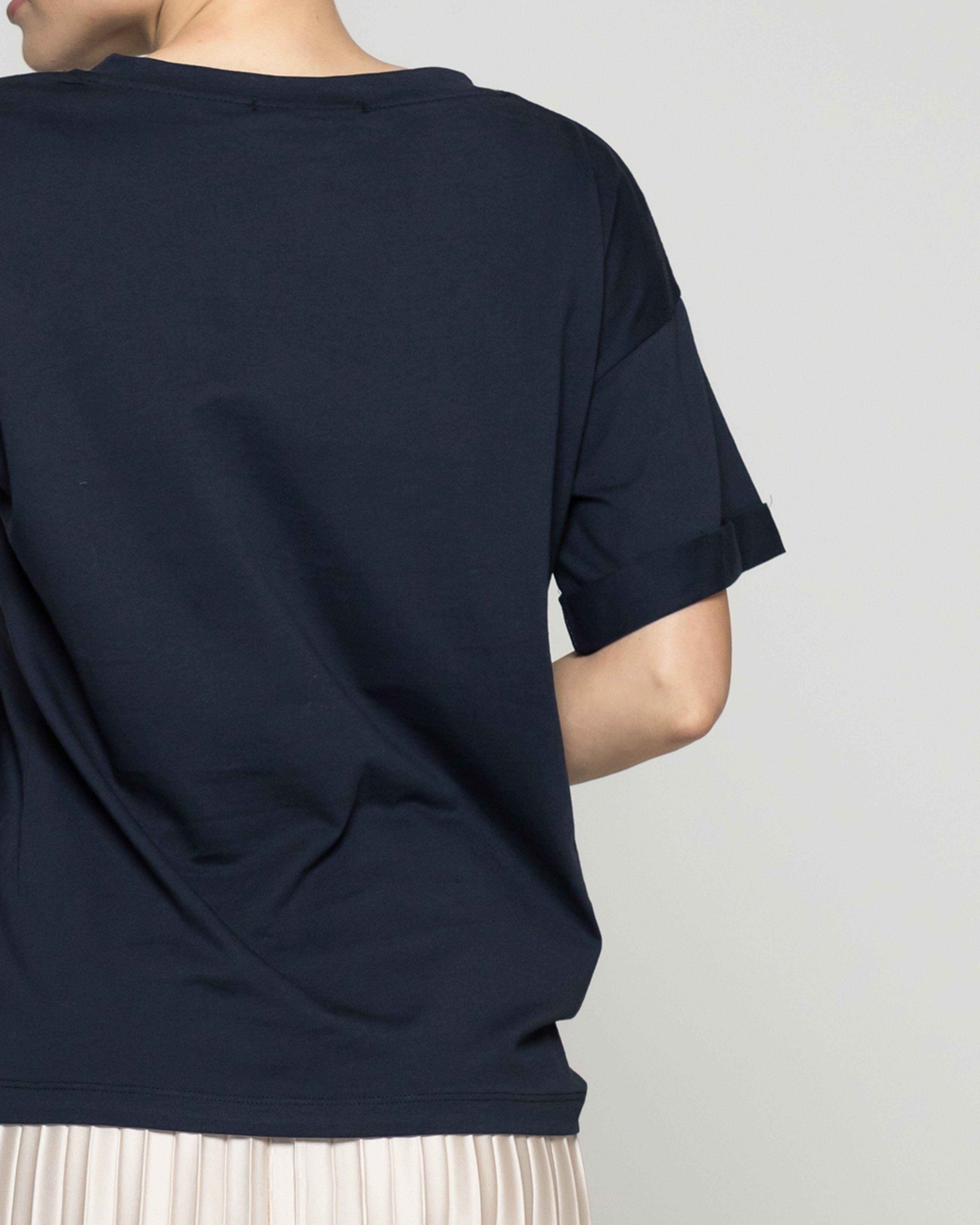 Polera Mujer Básico Ornella Escote V Azul Marino Lineatre-2