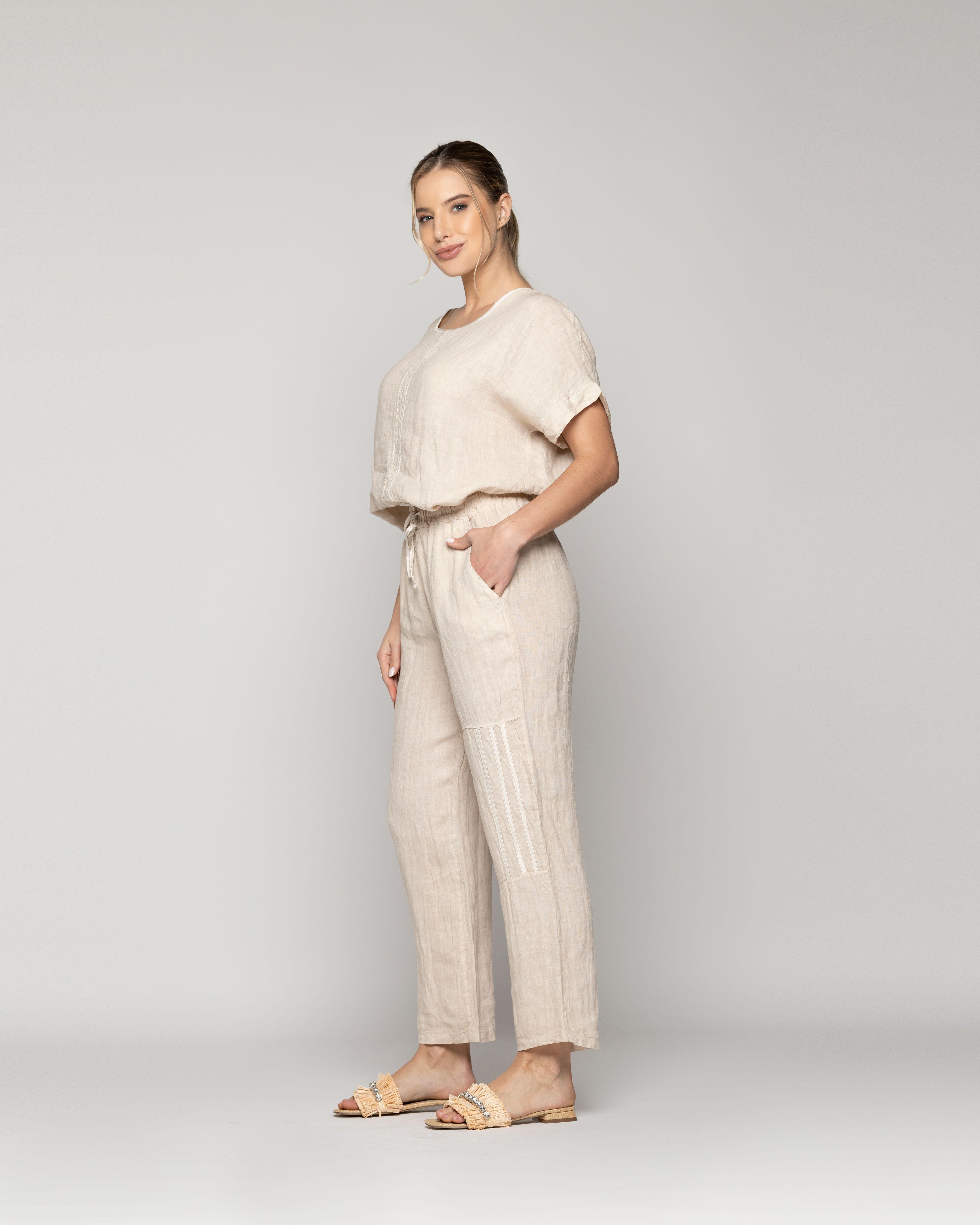 Pantalón Mujer Bianca Largo Beige Lineatre-3