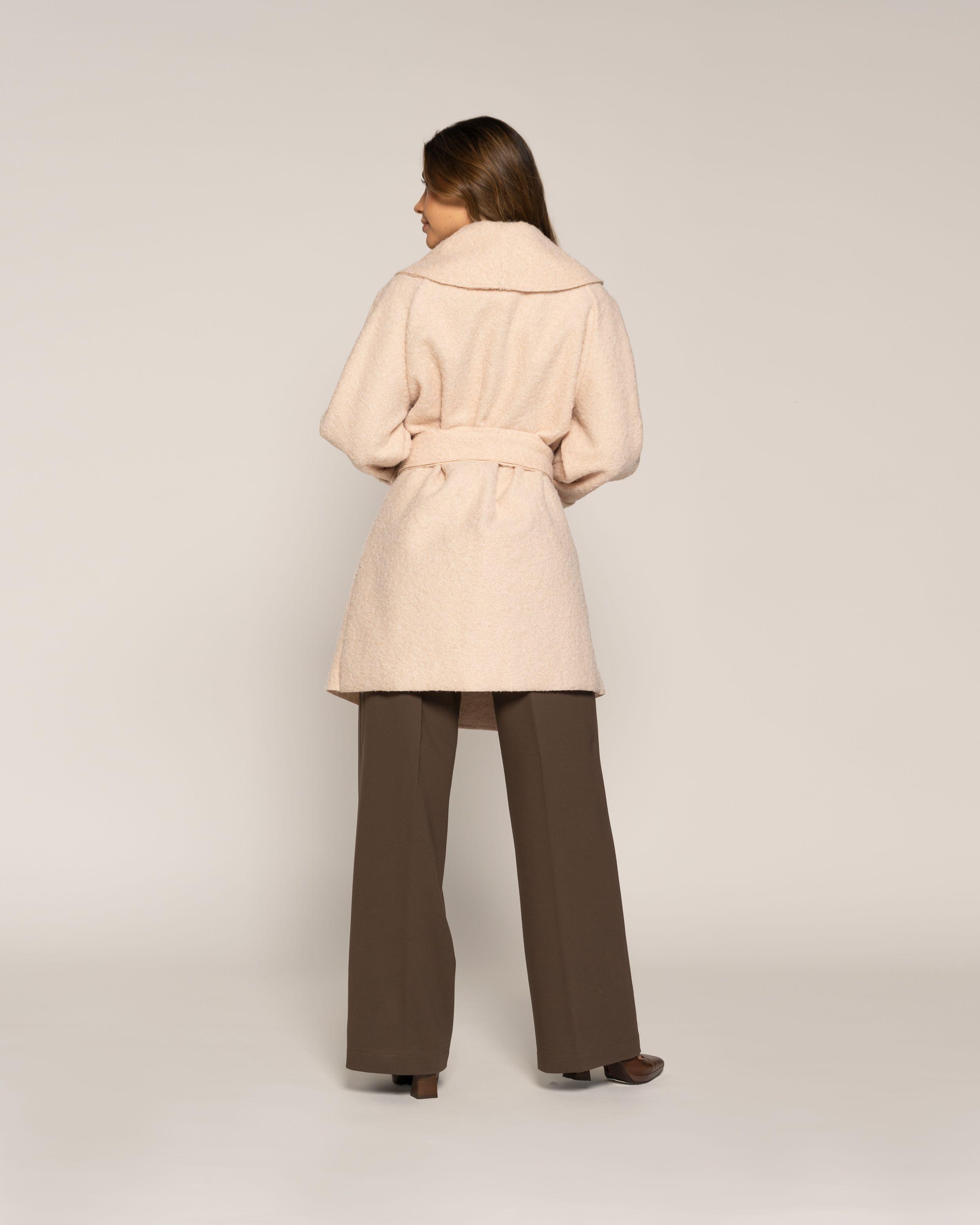 Chaqueta Crudo Cruzado Tipo Bata Con Cinturón Afelpada Ludovica-2