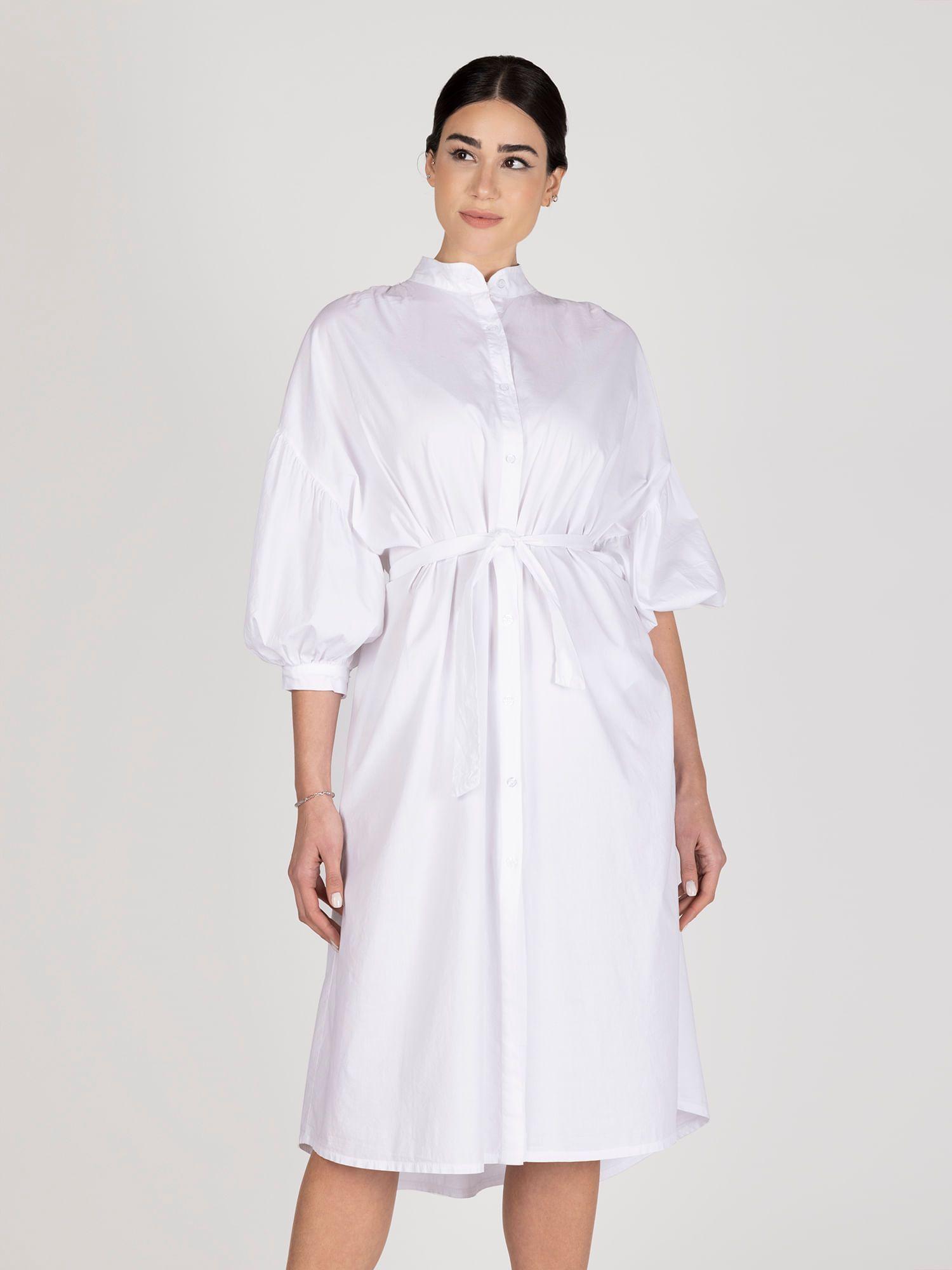 Vestido Mangas Globo Blanco Lineatre-1