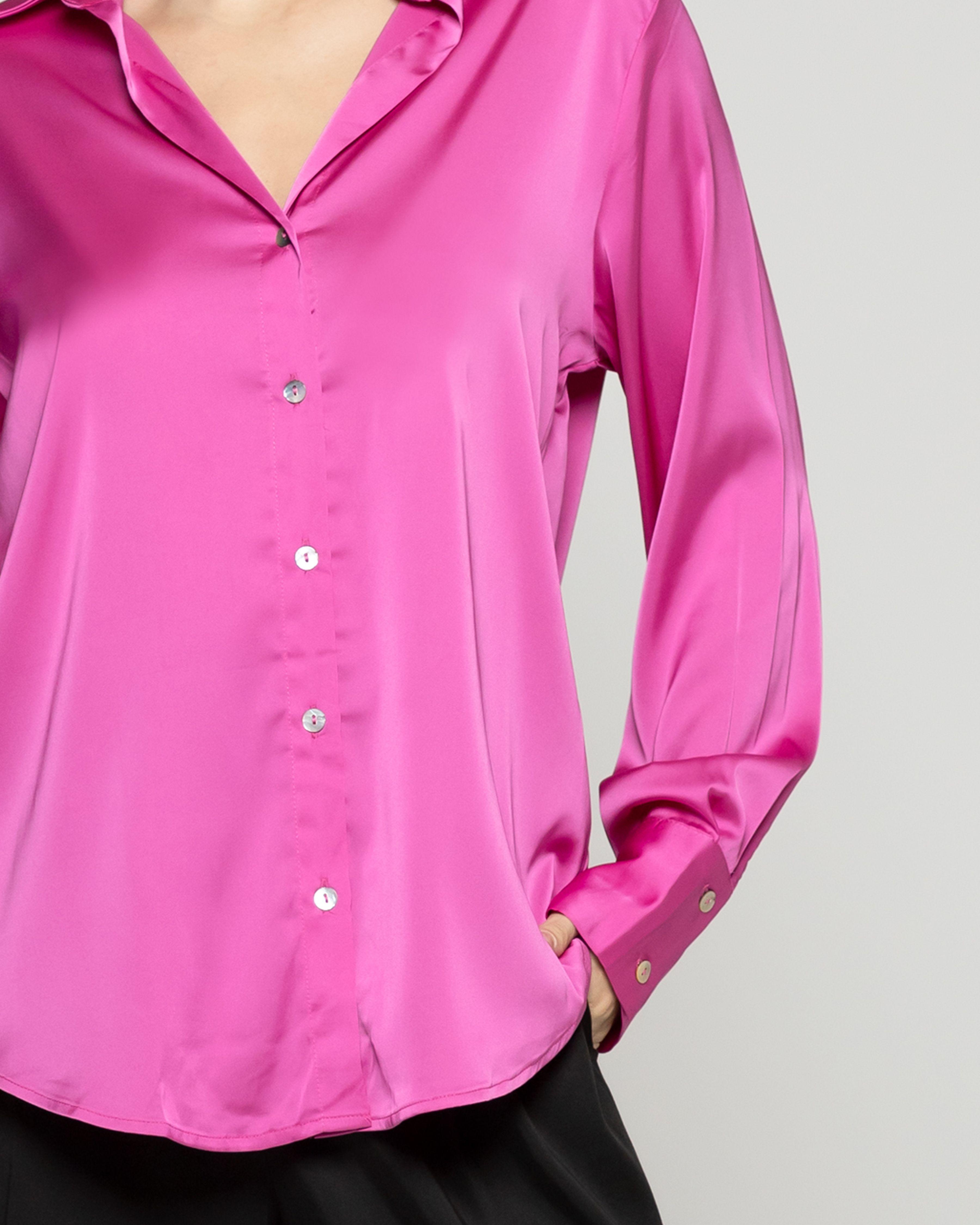 Blusa Mujer Barbarella Tipo Satín Manga Larga Fuscia Lineatre-2