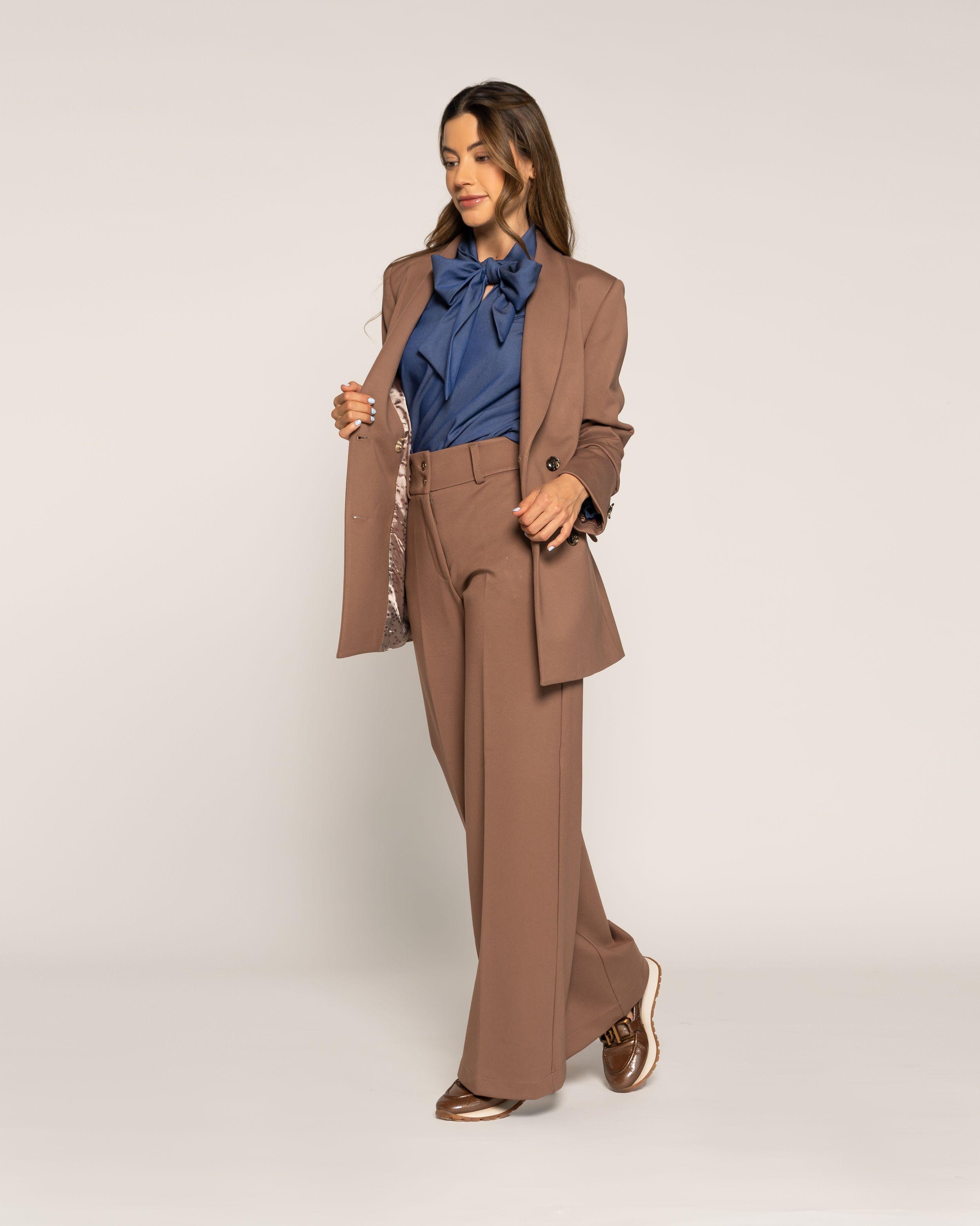 Blazer Moka Cruzado Oversize Con Solapa Ludovica-2