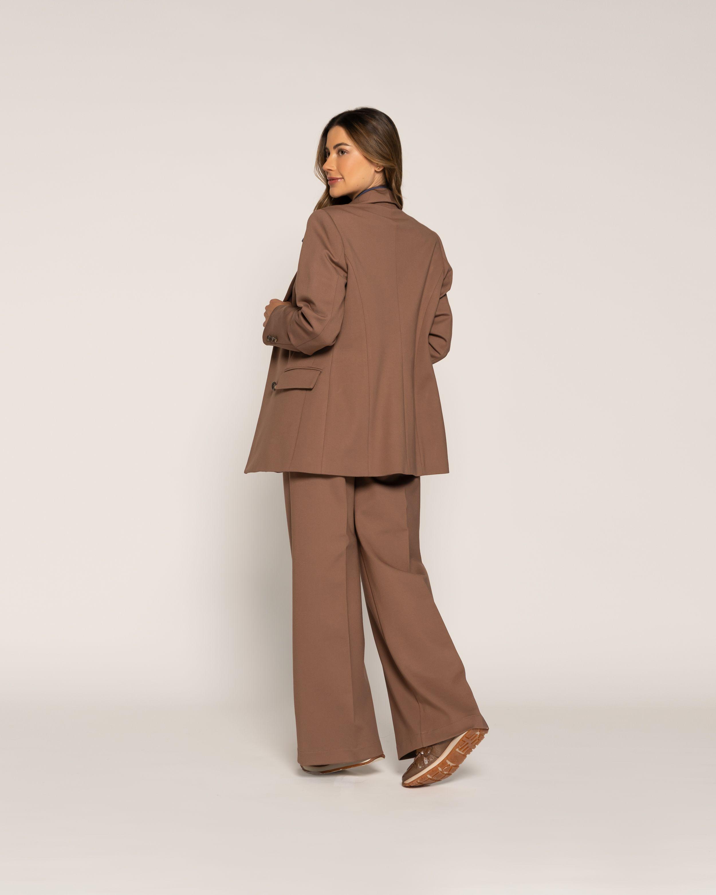 Blazer Moka Cruzado Oversize Con Solapa Ludovica-3