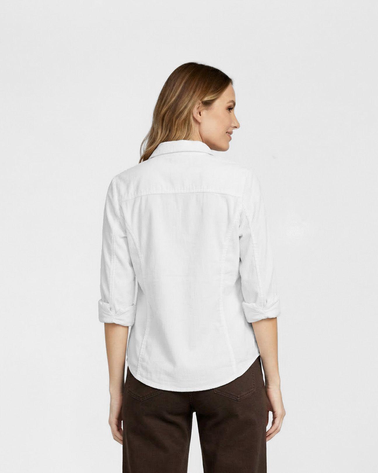 Blusa Mujer Brina Manga 3/4 Bolsillo Frontal Blanca Lineatre-2