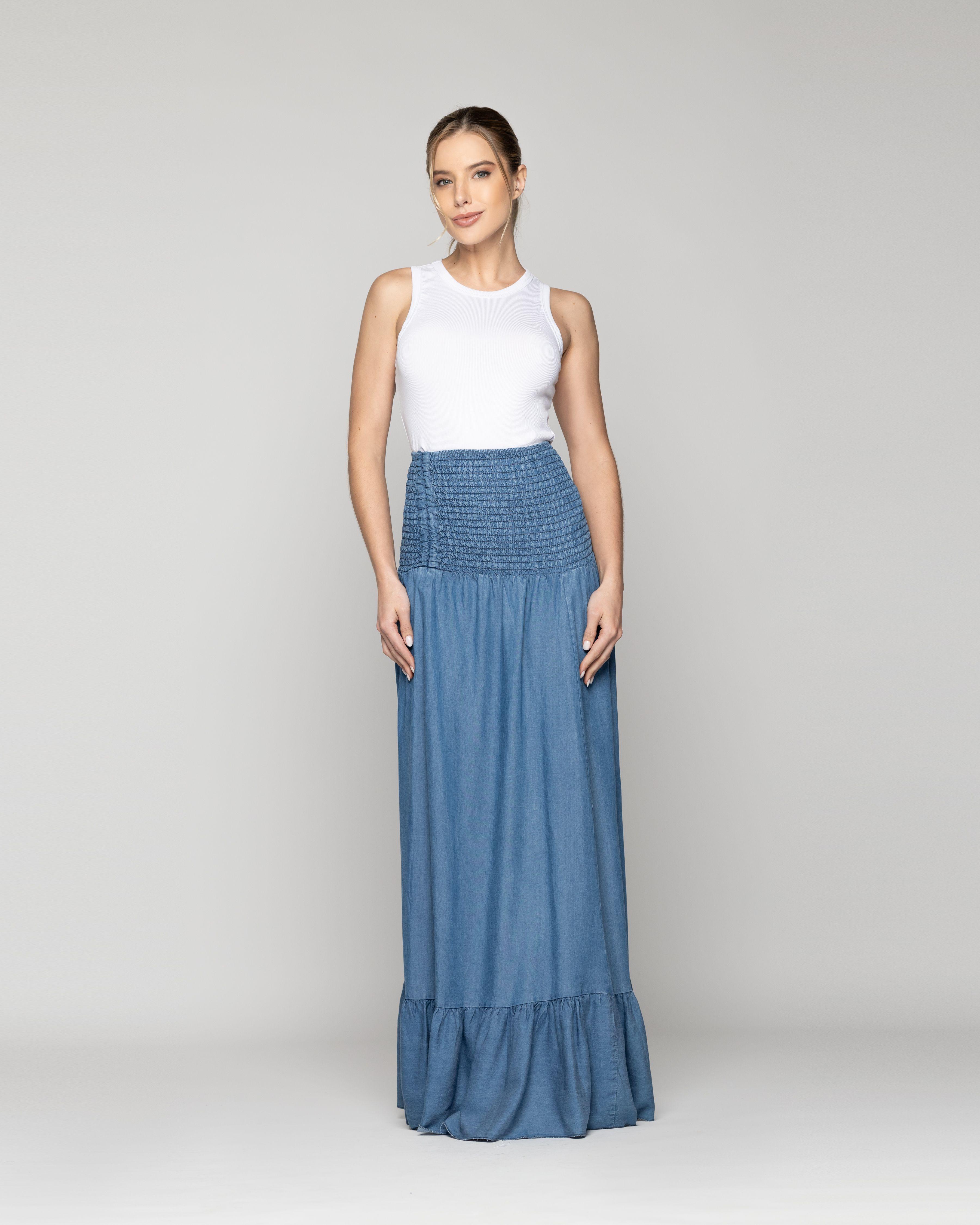 Vestido Mujer Vanda Denim Cuello Halter Lineatre-4