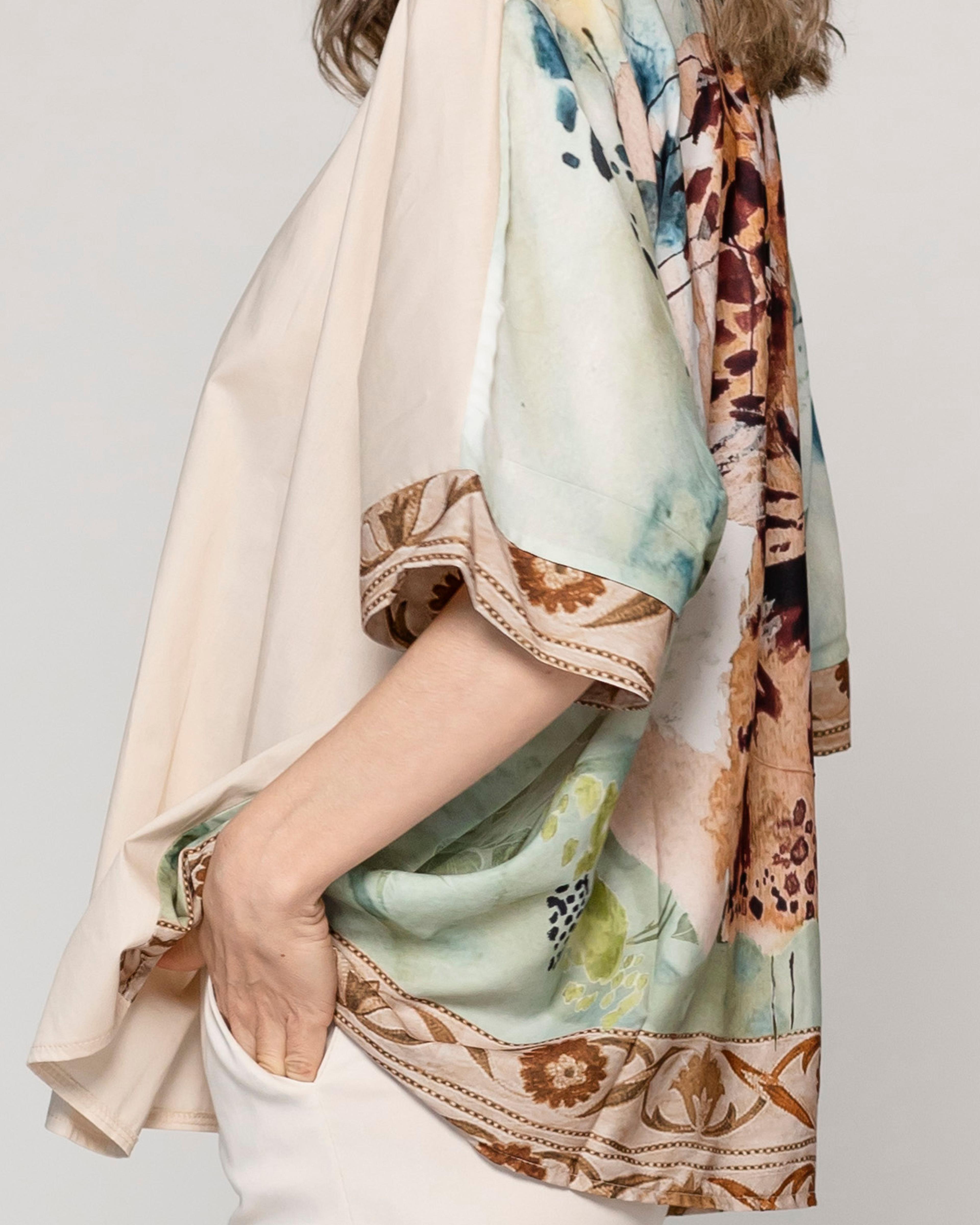 Camisa Mujer Blake Algodón Con Estampado Animal Beige Lineatre-3