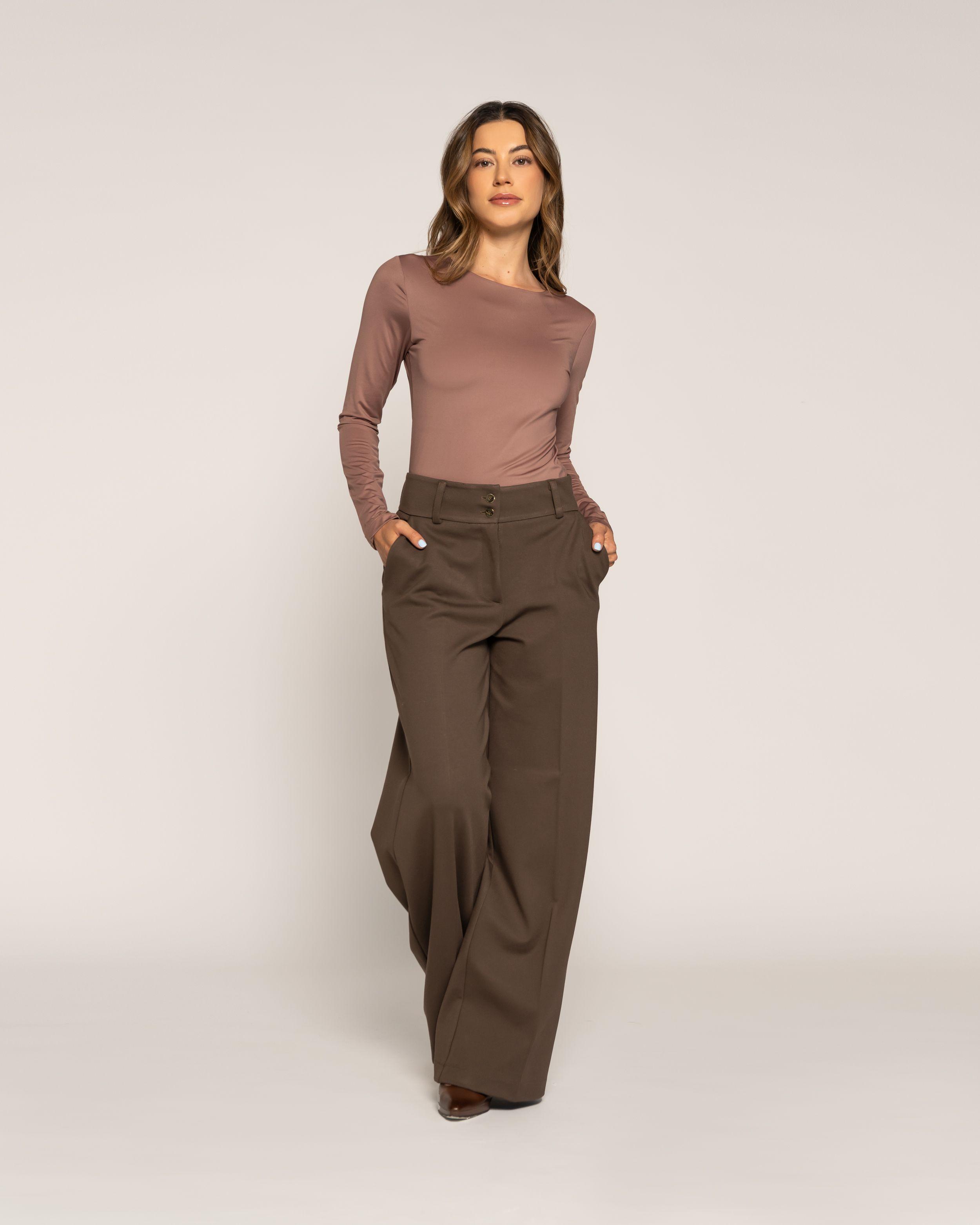 Body Berta Moka Cuello redondo Manga larga Ajustada Puño ajustado Mujer-0