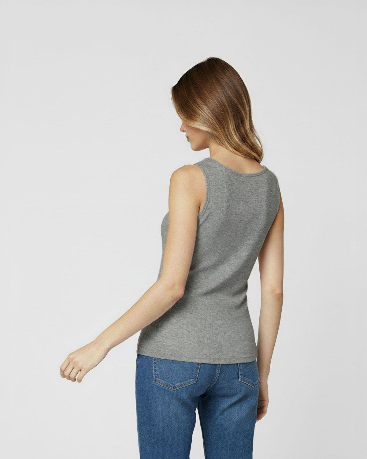 Top Mujer Básico Tullia Estilo Musculosa Gris Lineatre-2