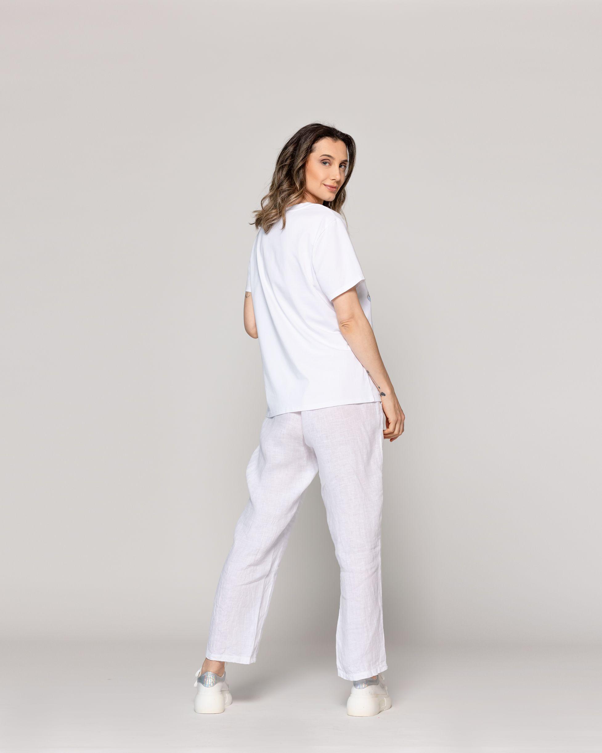 Polera Mujer Otilia Básica Estampado Gin Detalles Metálicos Blanca Lineatre-2