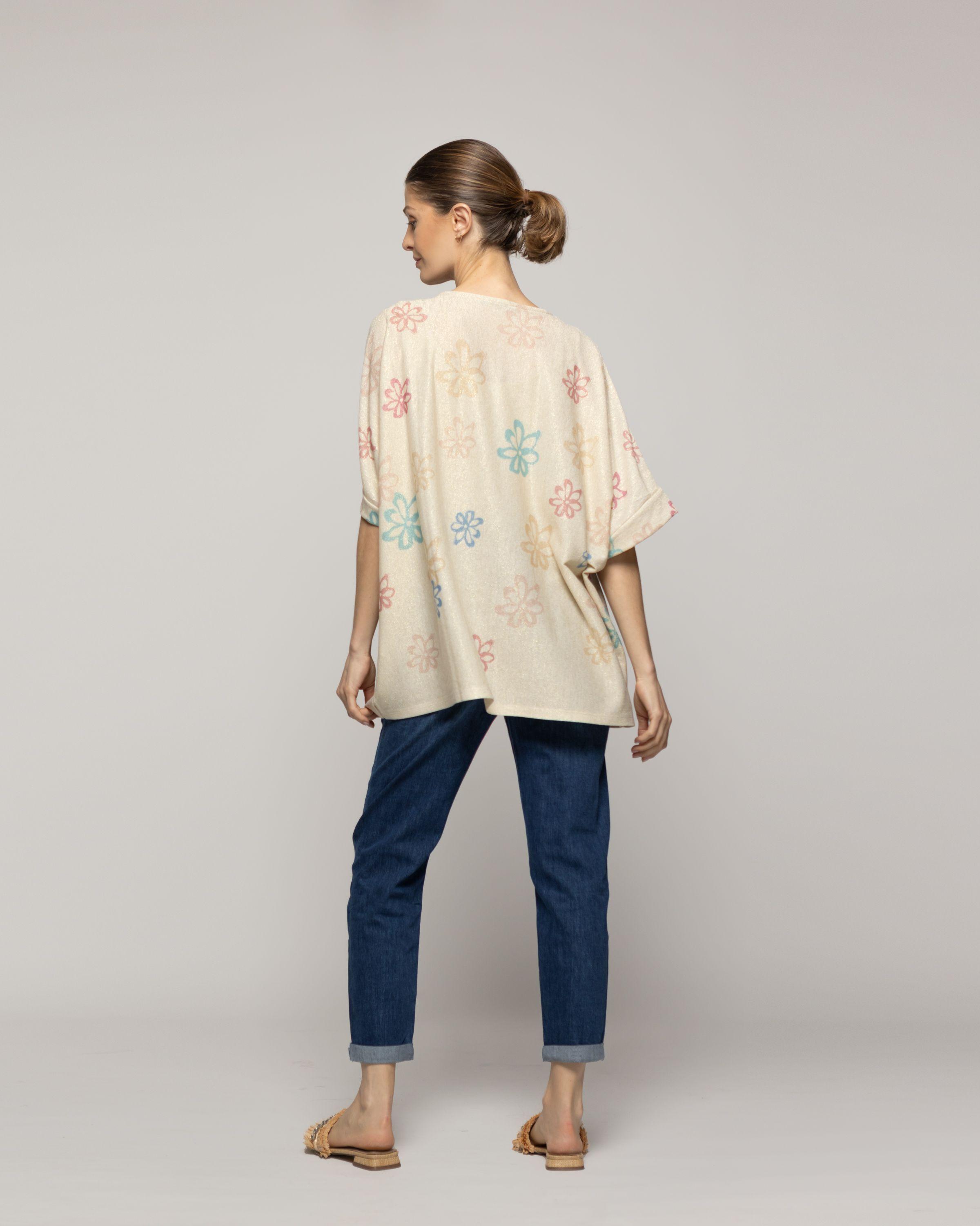 Polera Mujer Orazia Estampado Corazón Beige Lineatre-2