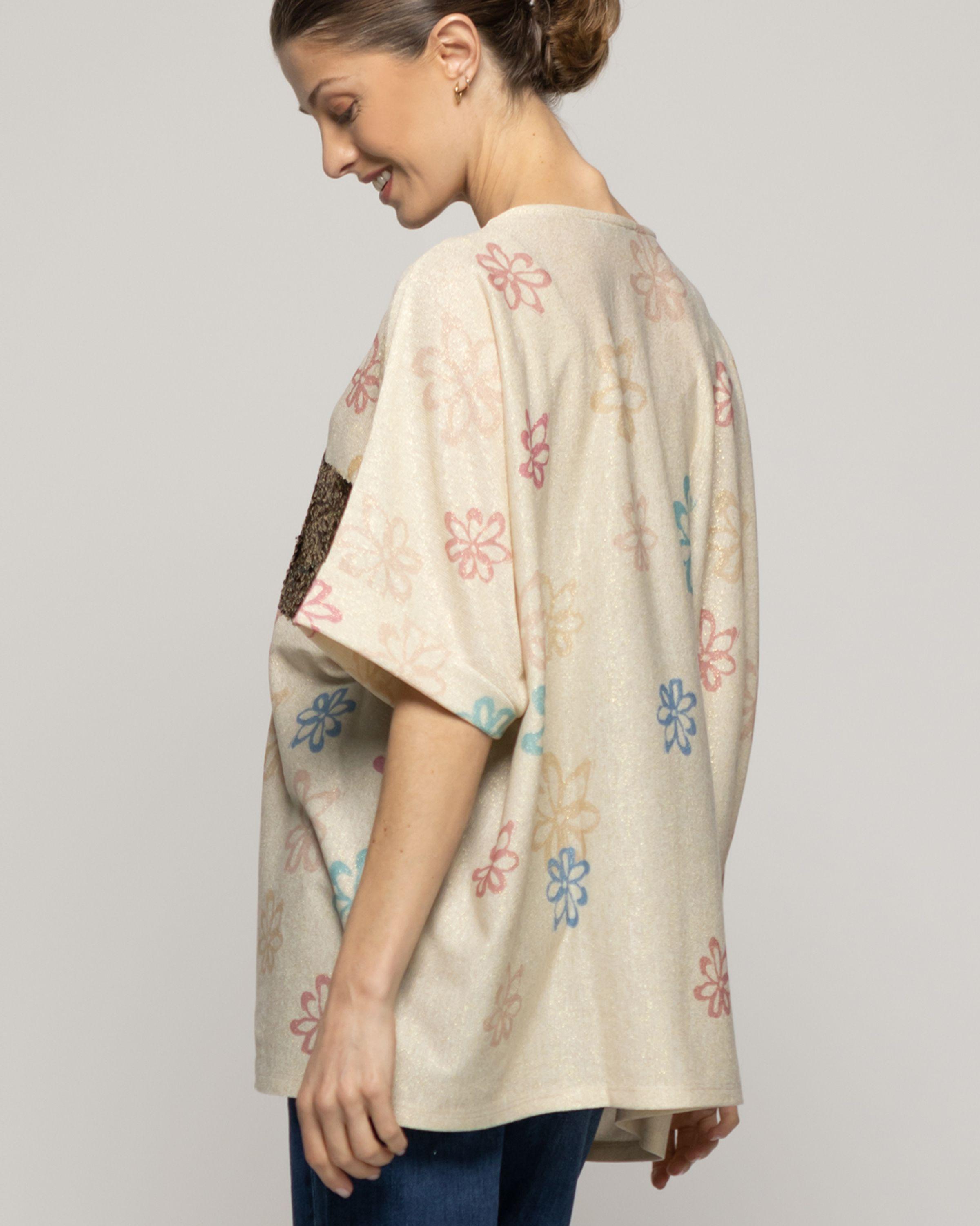 Polera Mujer Orazia Estampado Corazón Beige Lineatre-3