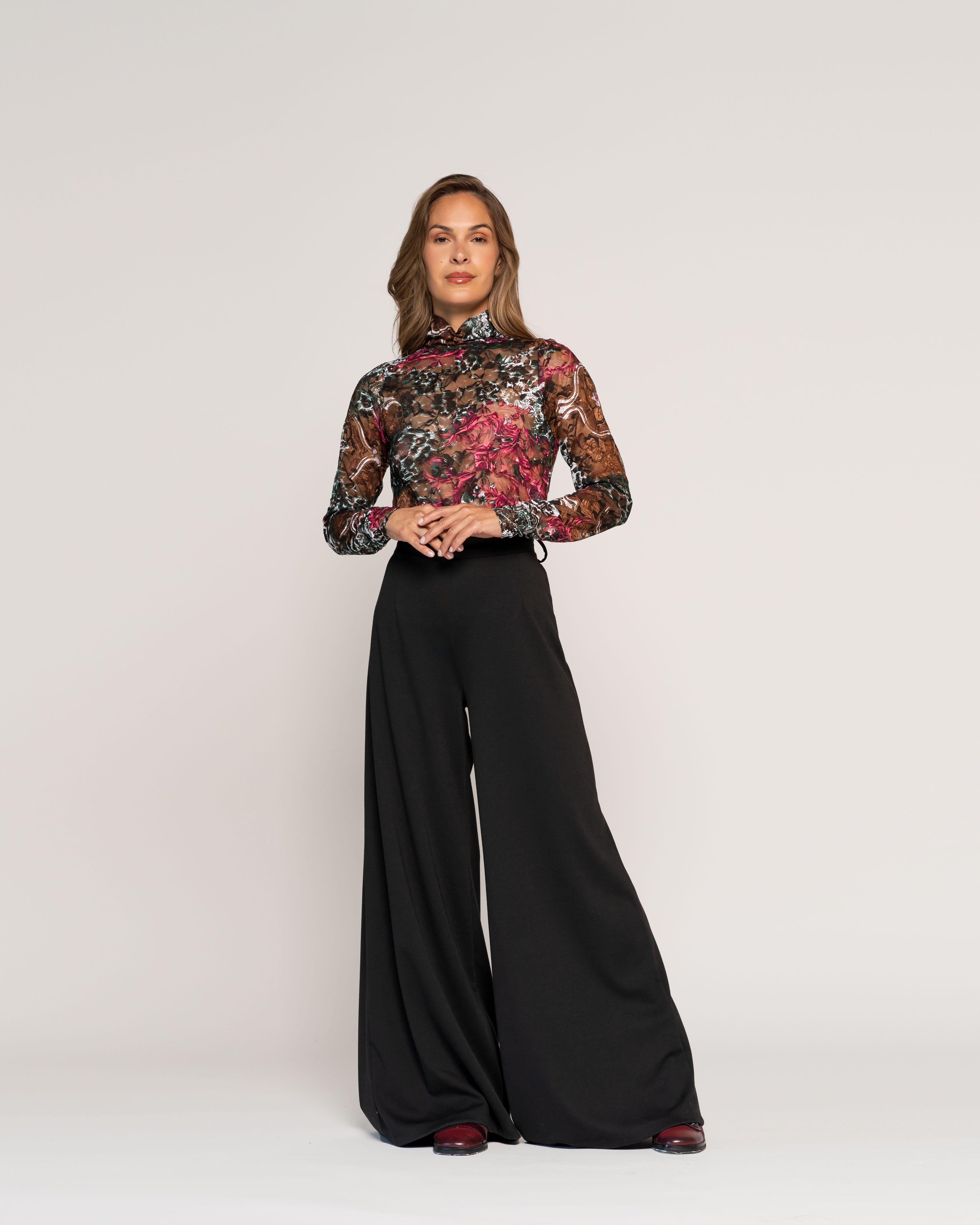 Polera Dora Multicolor Ajustada Cuello Alto Manga Larga Ludovica-0