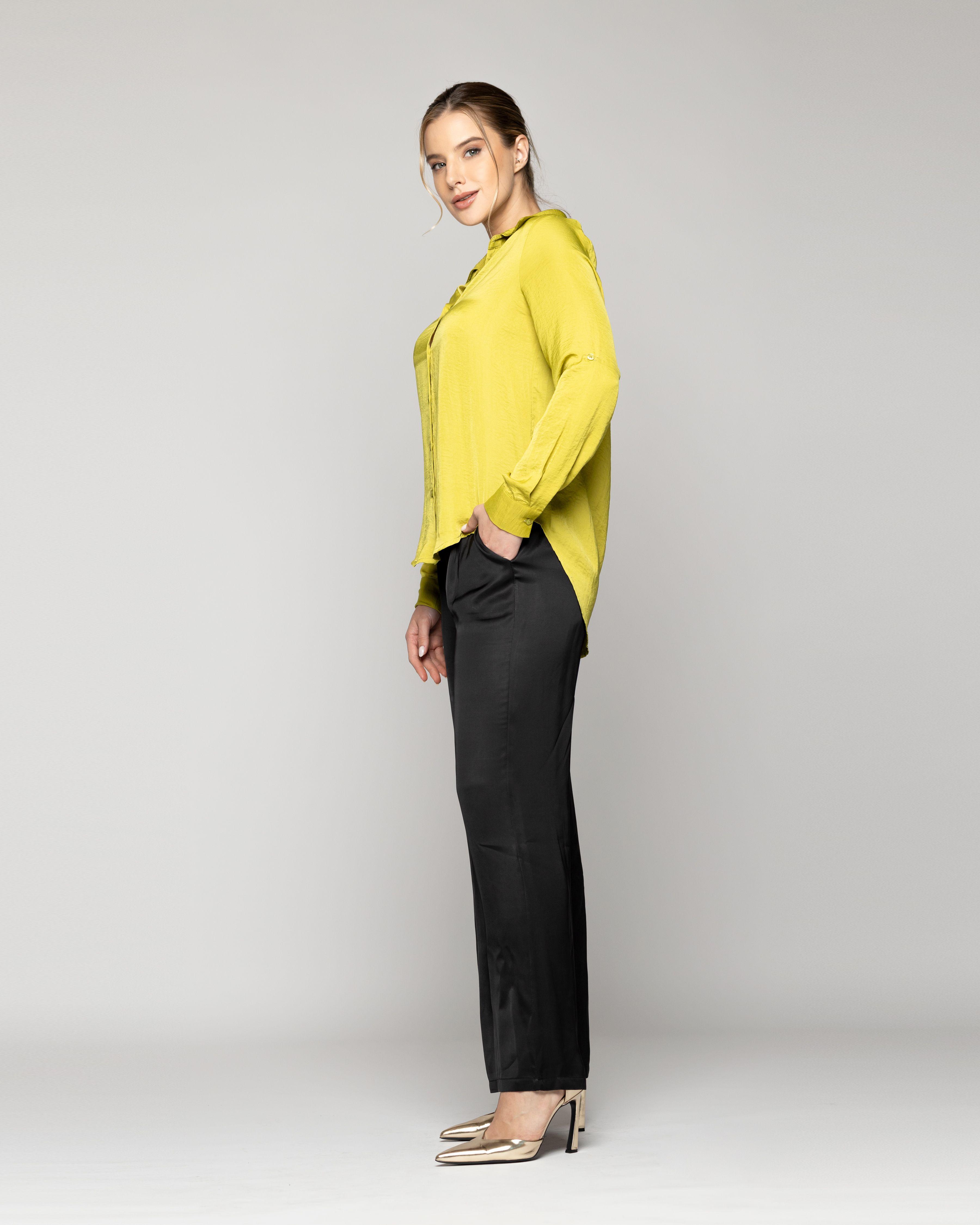Blusa Mujer Brenda Semi Brillante Manga Larga Verde Oliva Lineatre-1