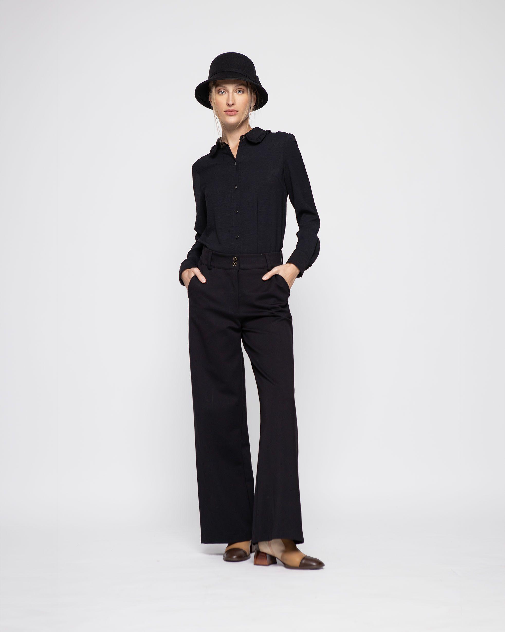 Blusa Mujer Hibisco Negro Ludovica-0