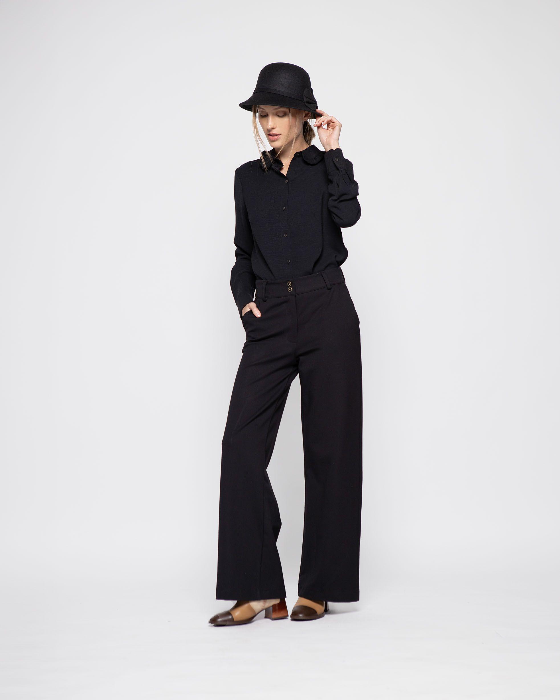 Blusa Mujer Hibisco Negro Ludovica-1
