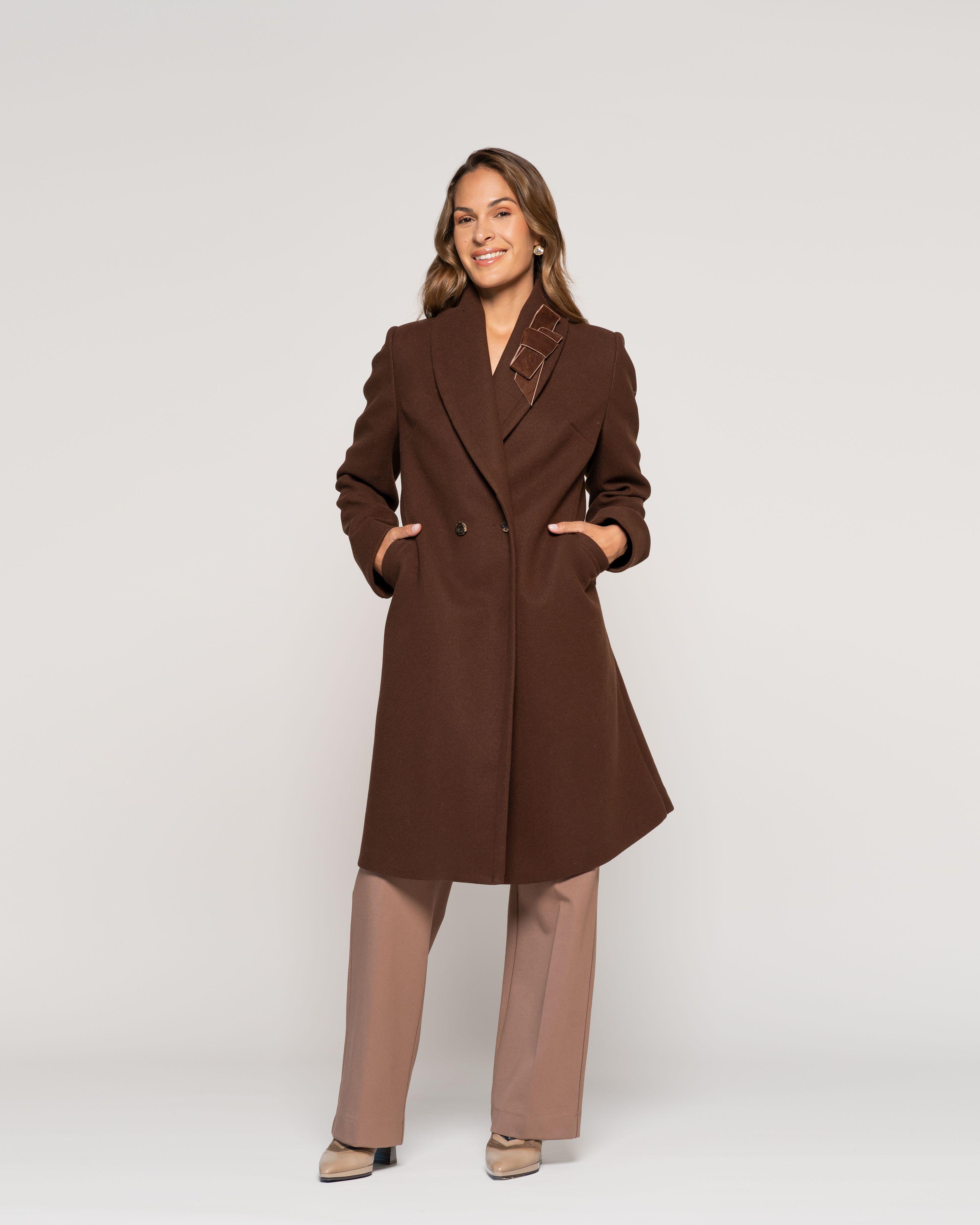 Abrigo Café Evasé Solapa Manga Larga Ludovica-0