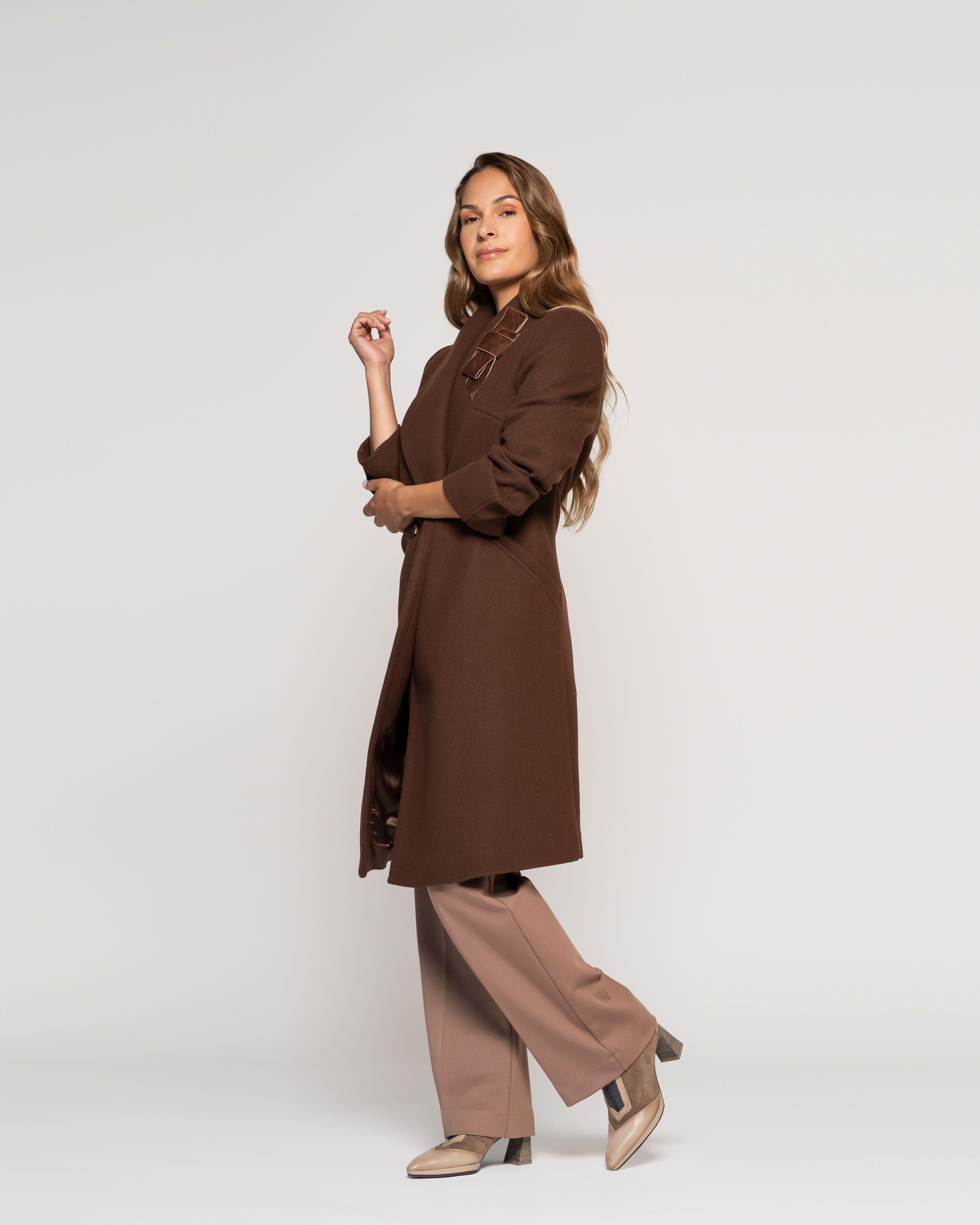 Abrigo Café Evasé Solapa Manga Larga Ludovica-1