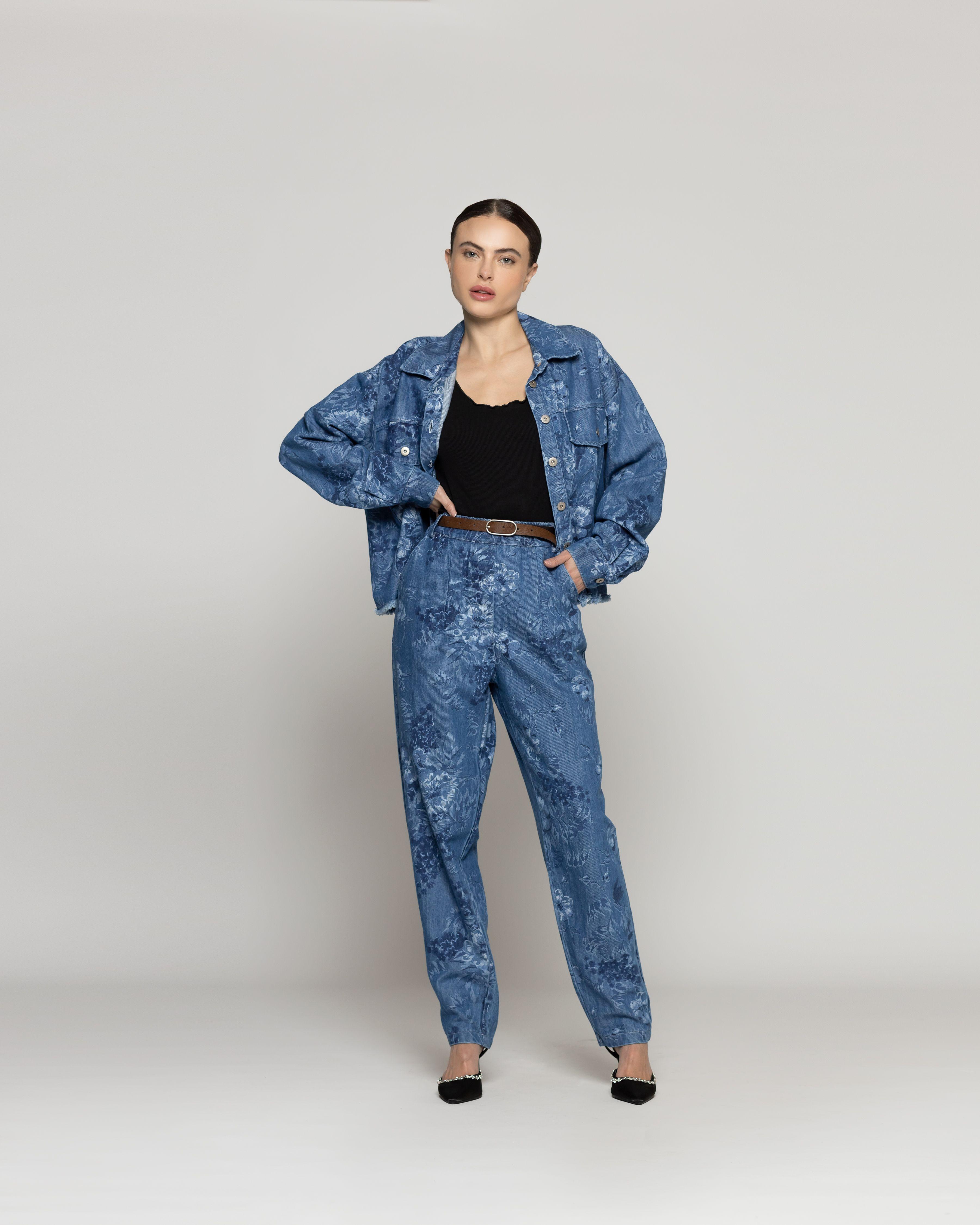 Pantalón Mujer Candelaria Denim Con Flores Lineatre-0