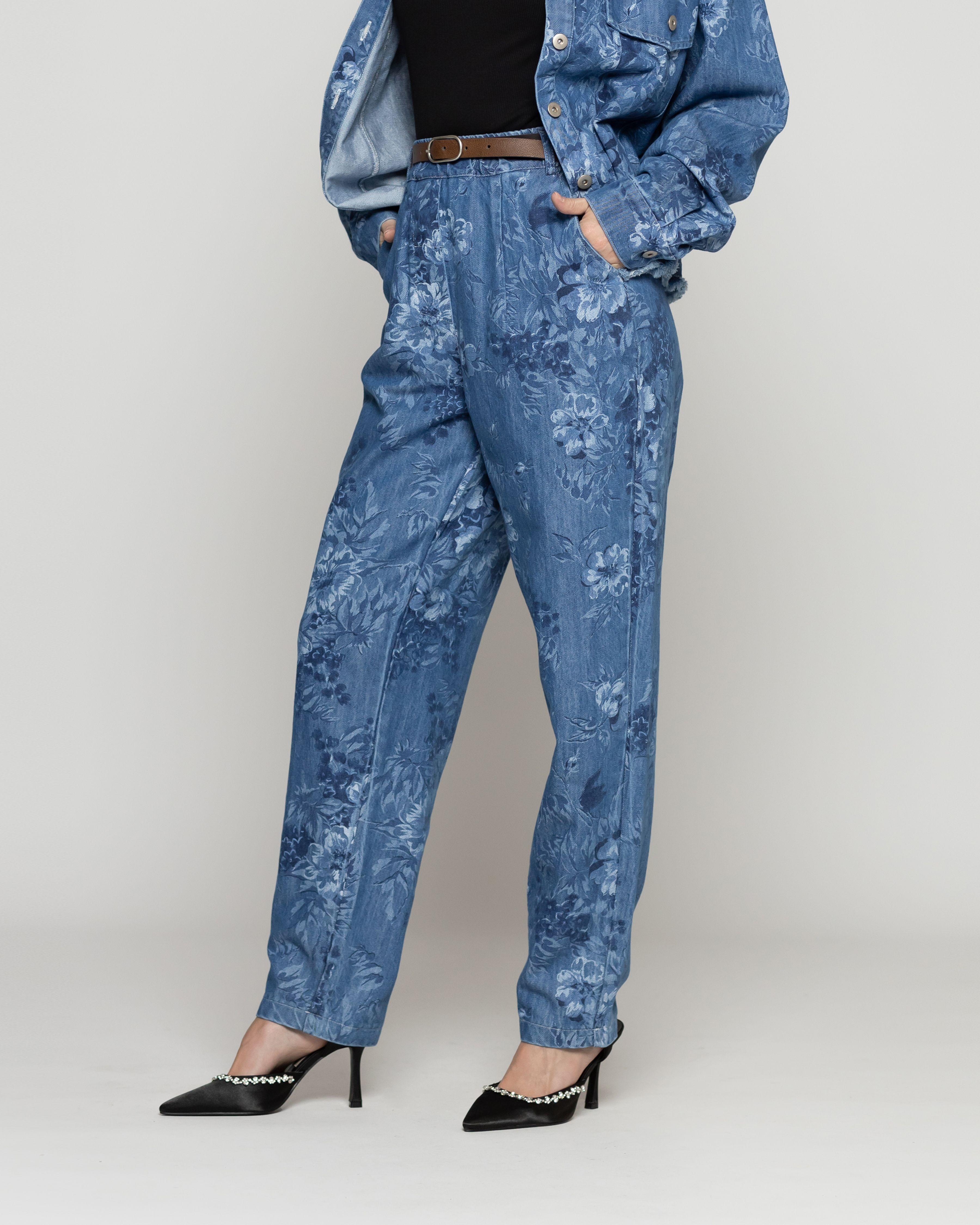 Pantalón Mujer Candelaria Denim Con Flores Lineatre-1