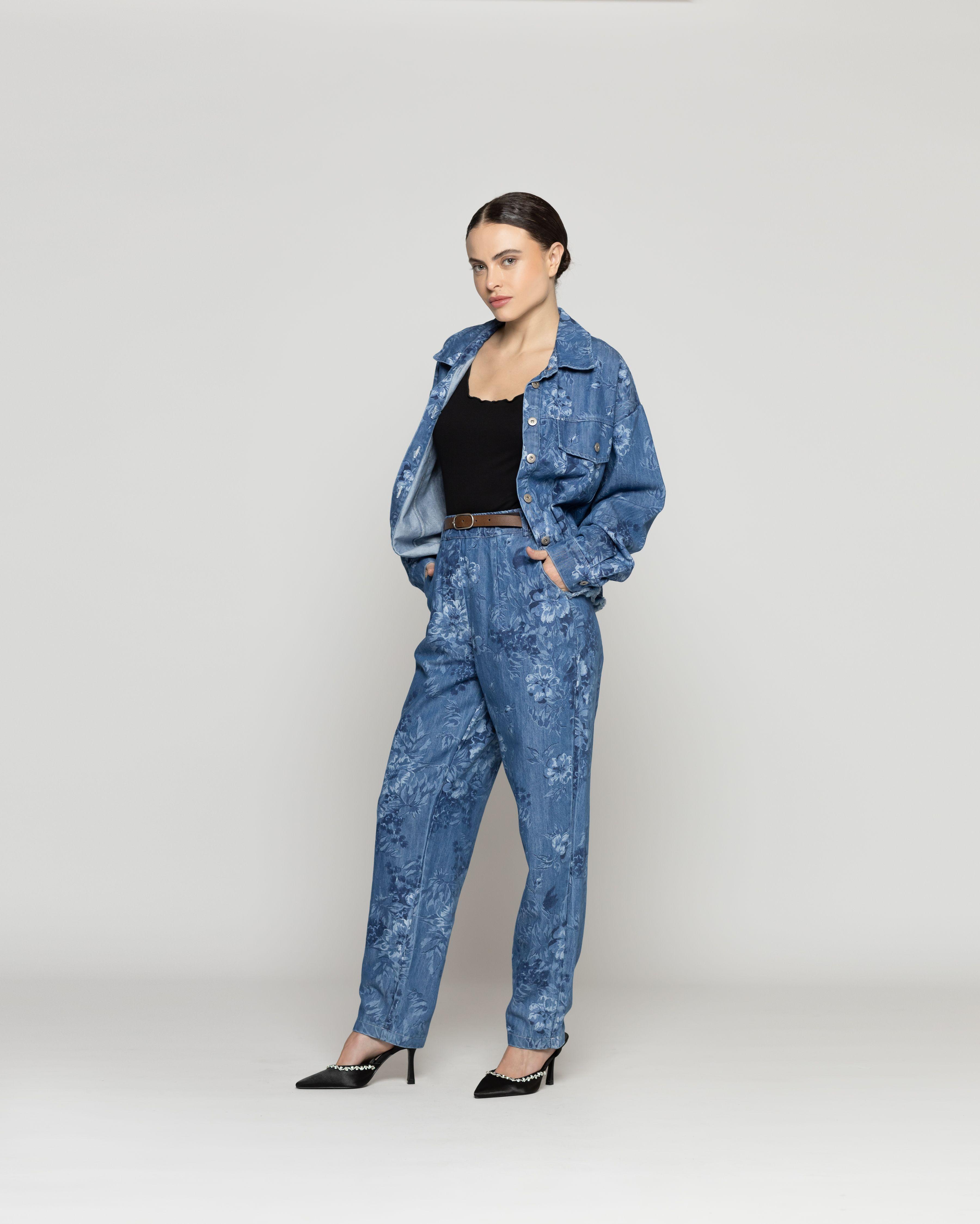 Pantalón Mujer Candelaria Denim Con Flores Lineatre-3