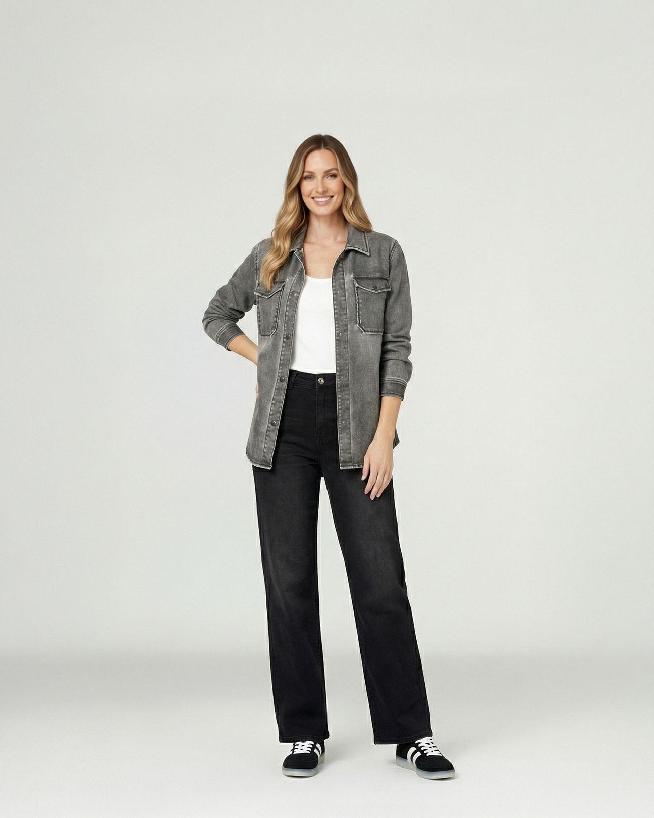 Camisa Mujer Emilia Relaxed Cuello Tipo Camisa Manga Tipo Camisa Negro Lineatre-3