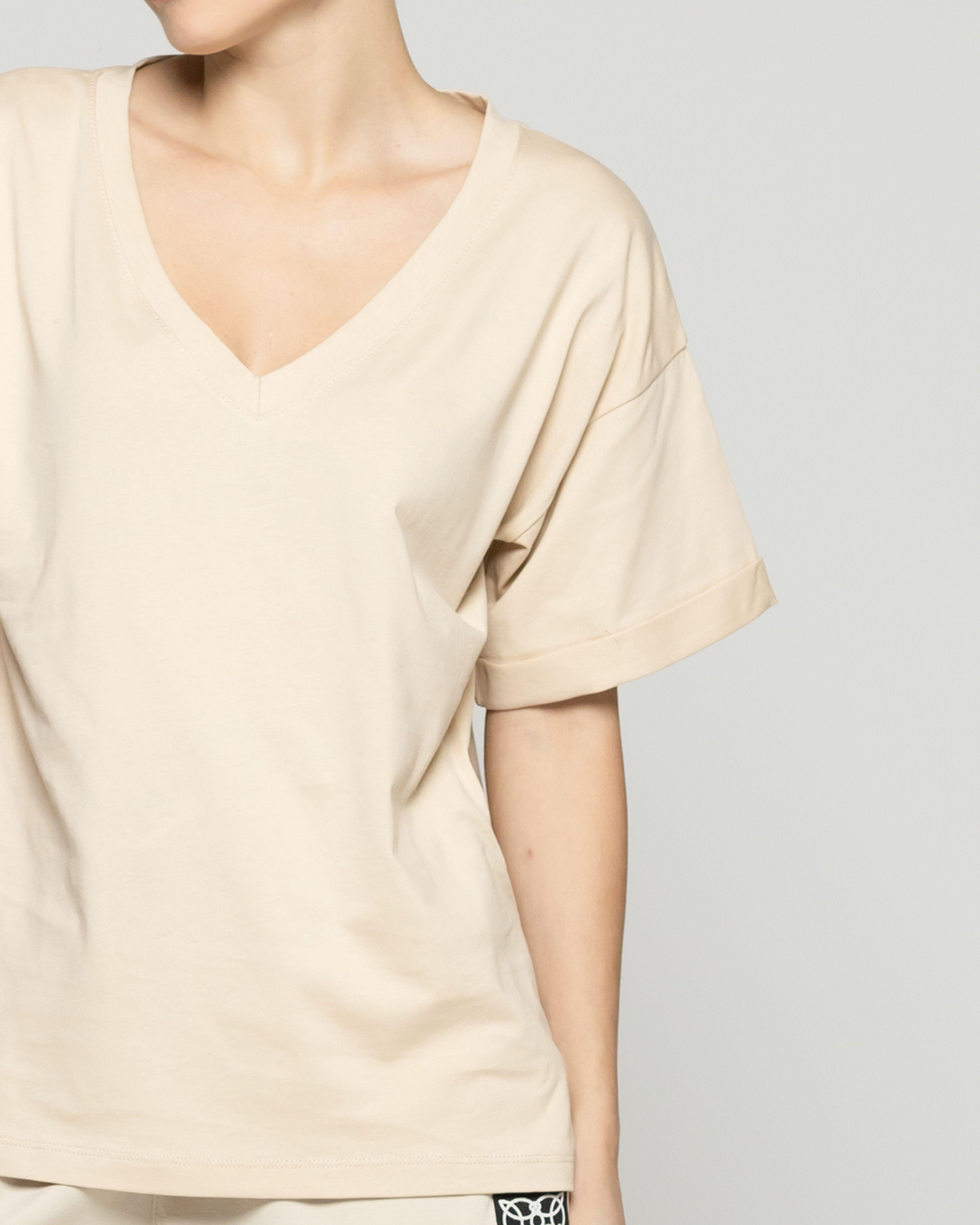 Polera Mujer Básico Ornella Escote V Beige Lineatre-2