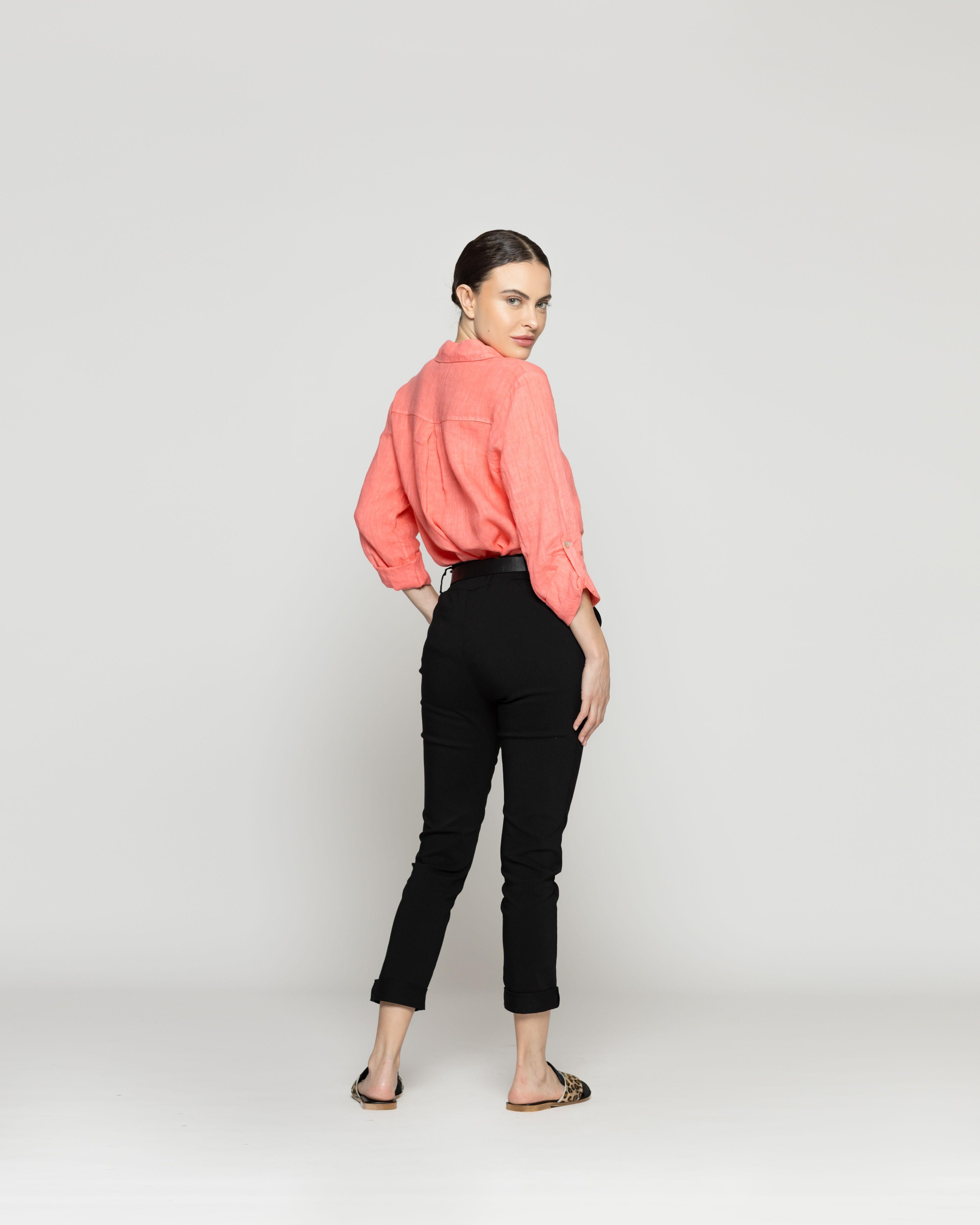 Pantalón Mujer Petra Pitillo Con Cinturón Negro Lineatre-2