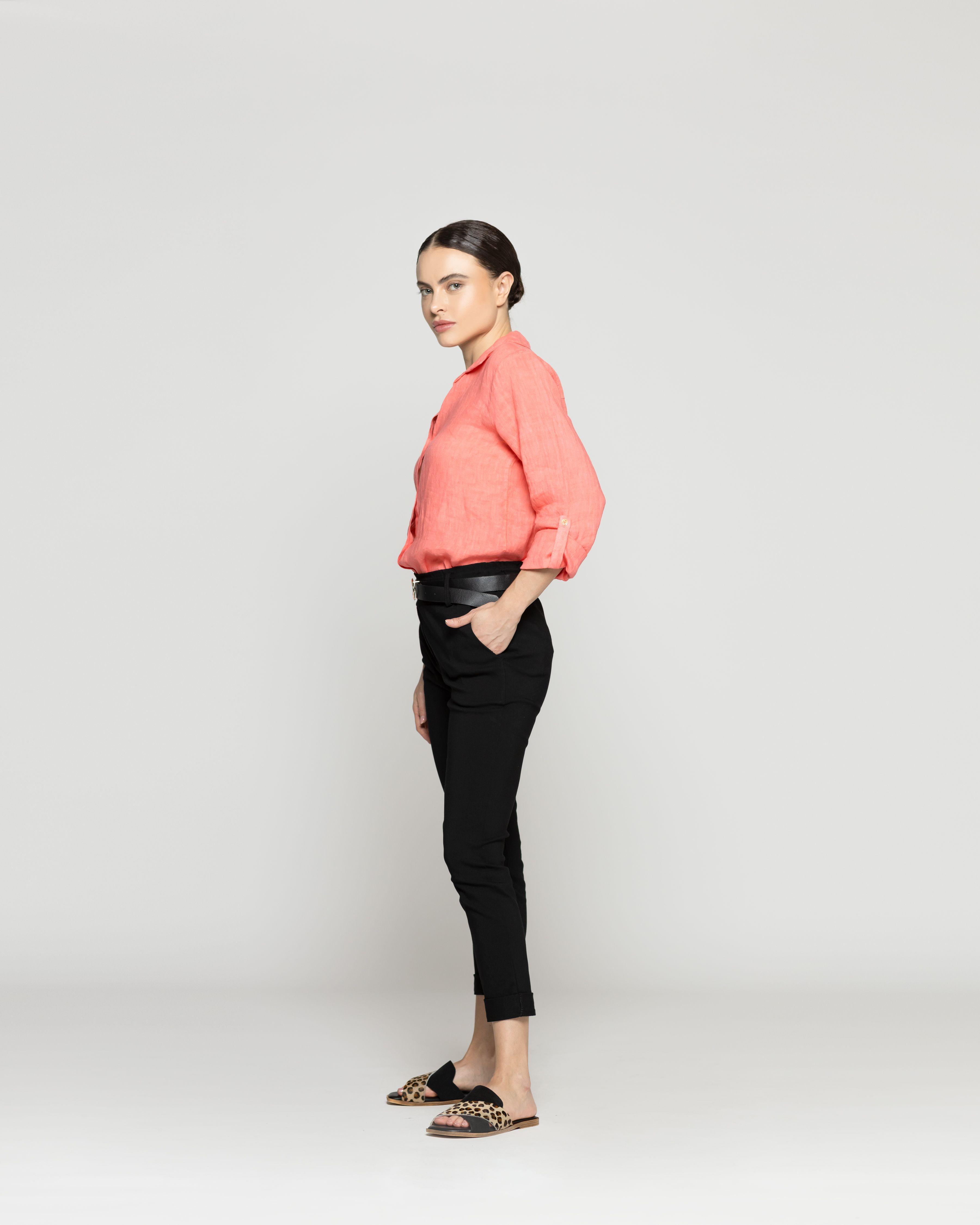 Pantalón Mujer Petra Pitillo Con Cinturón Negro Lineatre-4