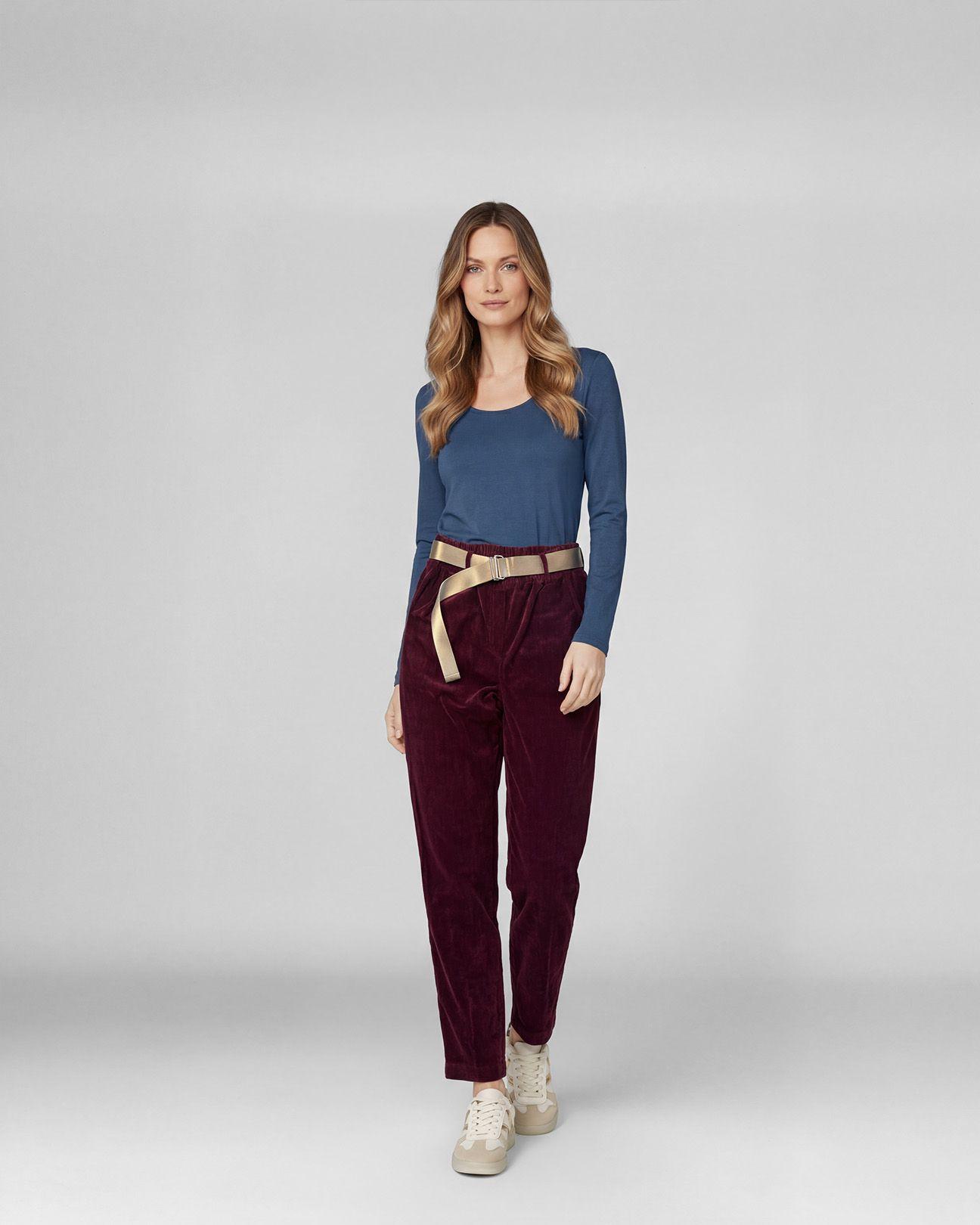 Pantalon Mujer Isabella Regular Vino Lineatre-3