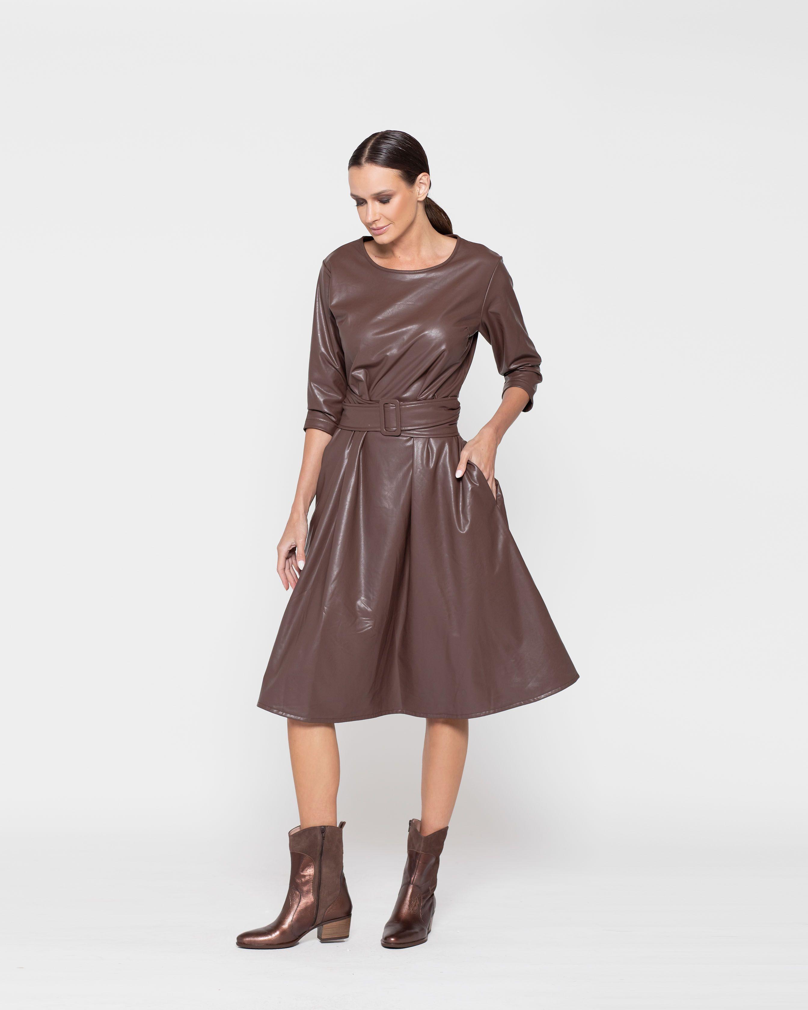 Vestido Mujer Fresia Café Oscuro Ludovica-1