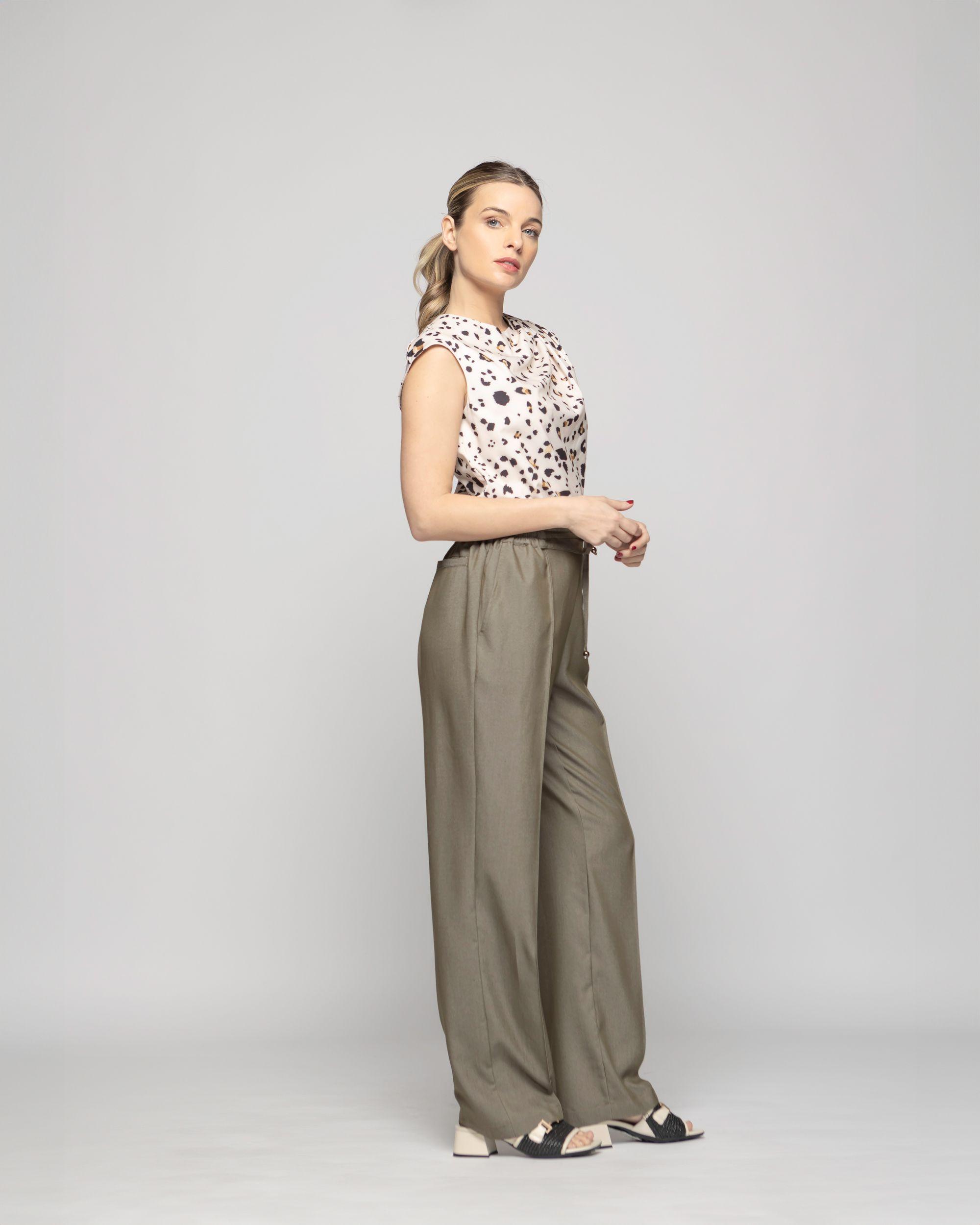 Pantalón Mujer Torenia Viscosa Recto Verde Militar Ludovica-5