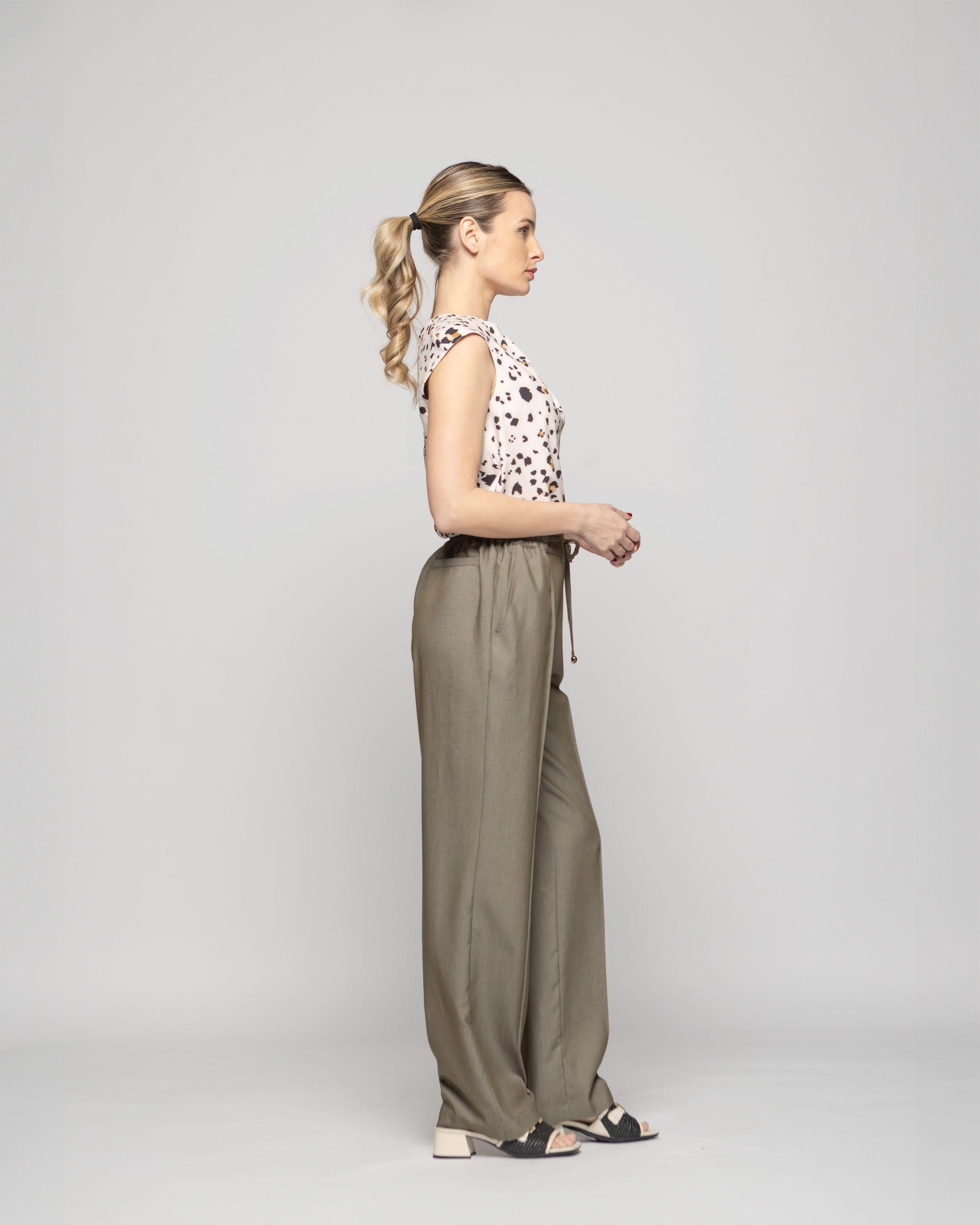 Pantalón Mujer Torenia Viscosa Recto Verde Militar Ludovica-7