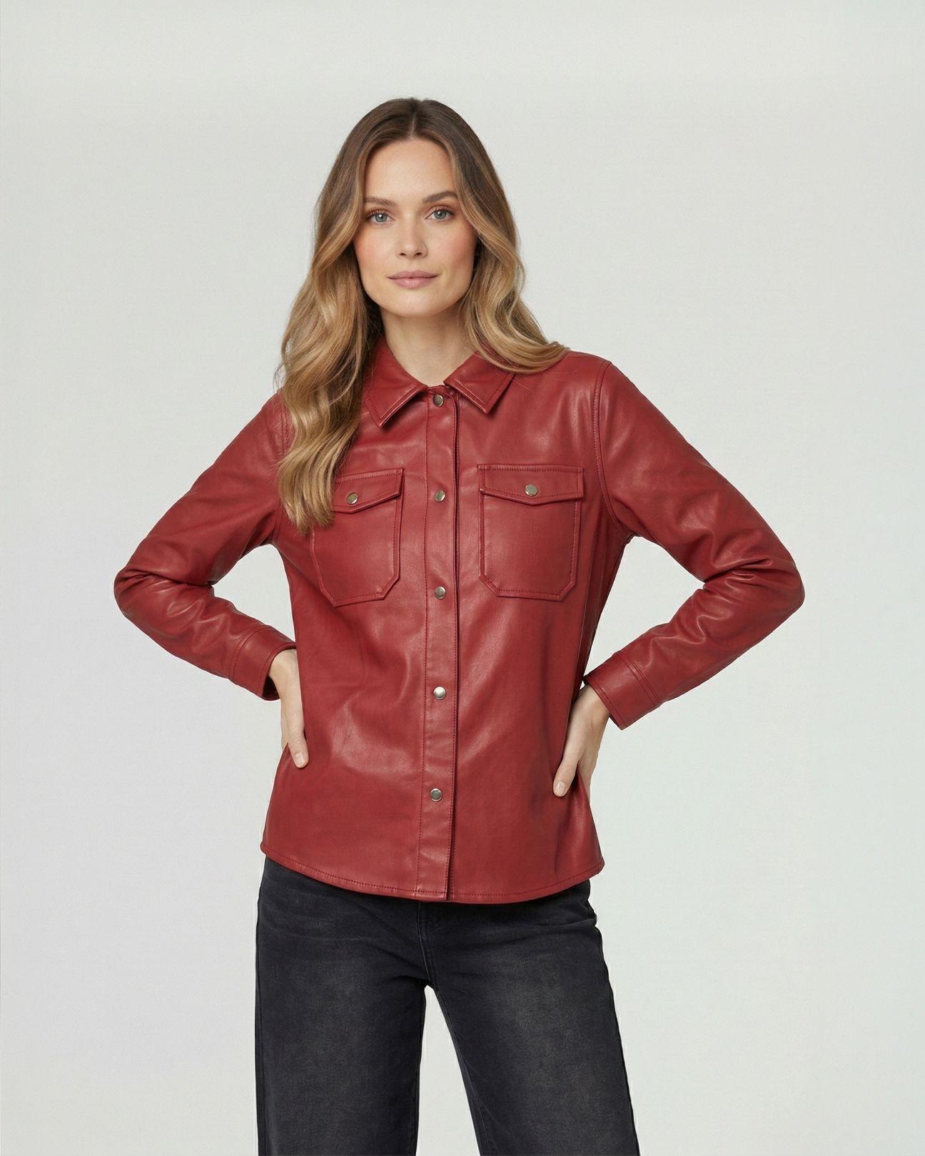 Camisa Mujer Emilia Relaxed Cuello Tipo Camisa Manga Tipo Camisa Vino Lineatre-0