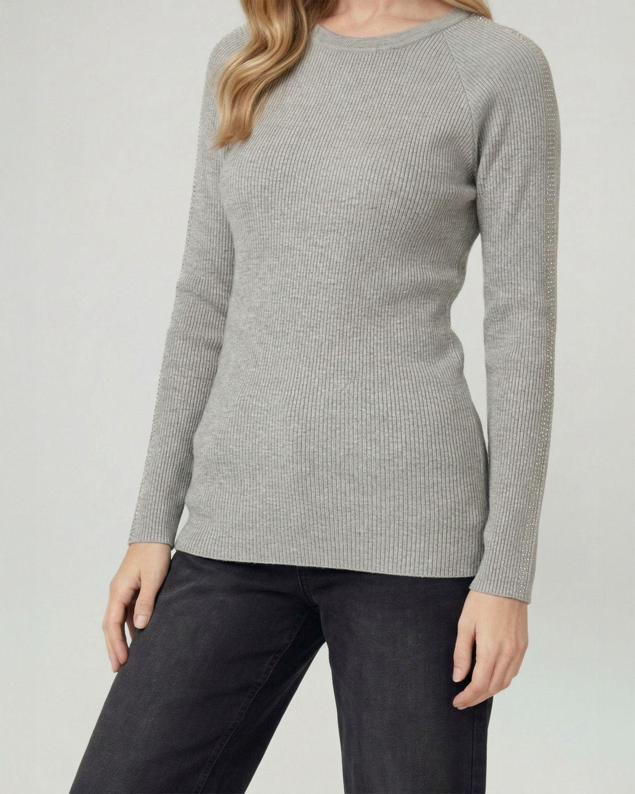 Sweater Mujer Giuliana Slim Fit Cuello Redondo Manga Caída Fango Lineatre-2