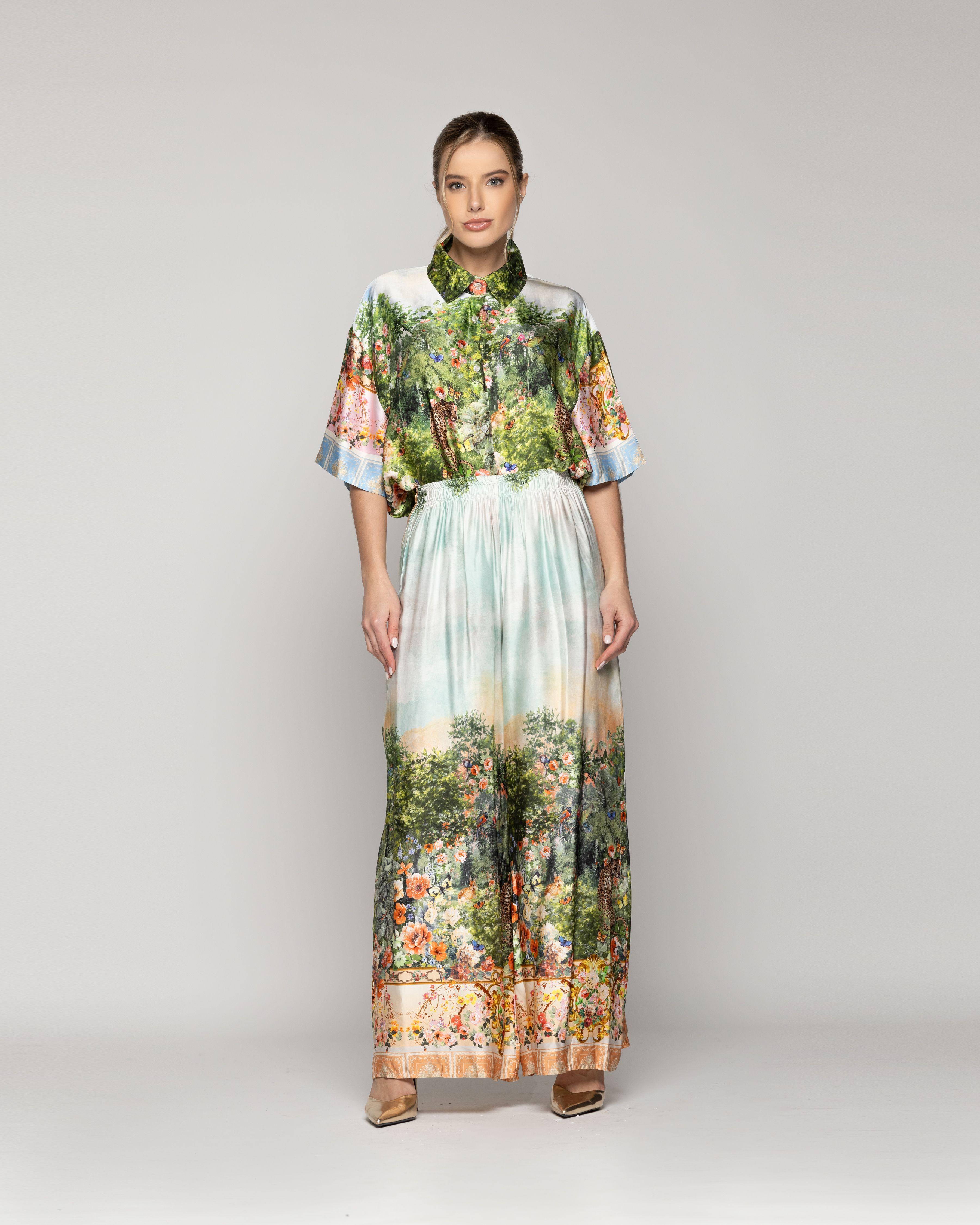 Pantalón Mujer Pasqualina Estampado Flora Y Fauna Lineatre-0