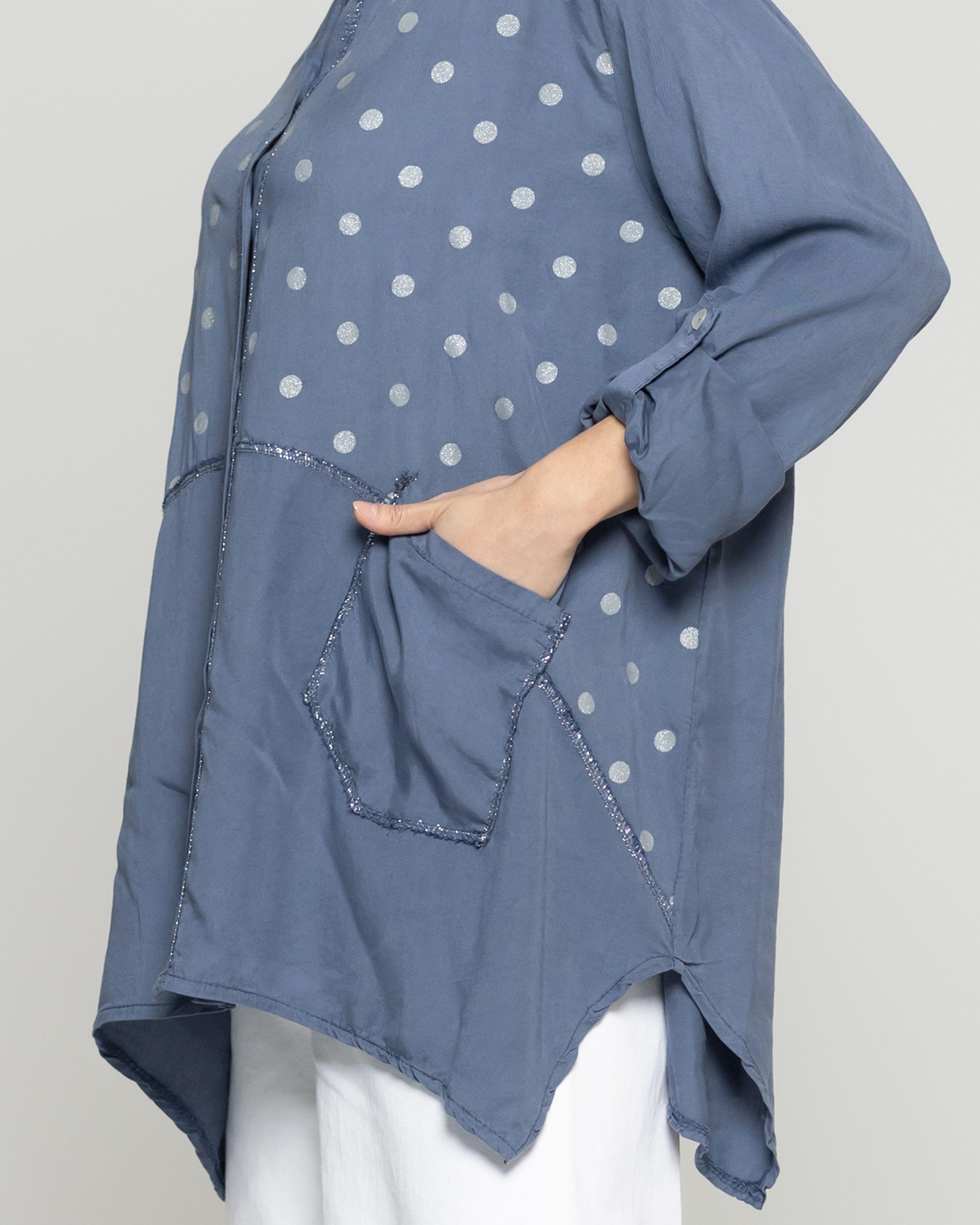 Blusa Mujer Bibiana Oversize Con Diseño De Puntos Azul Lineatre-2