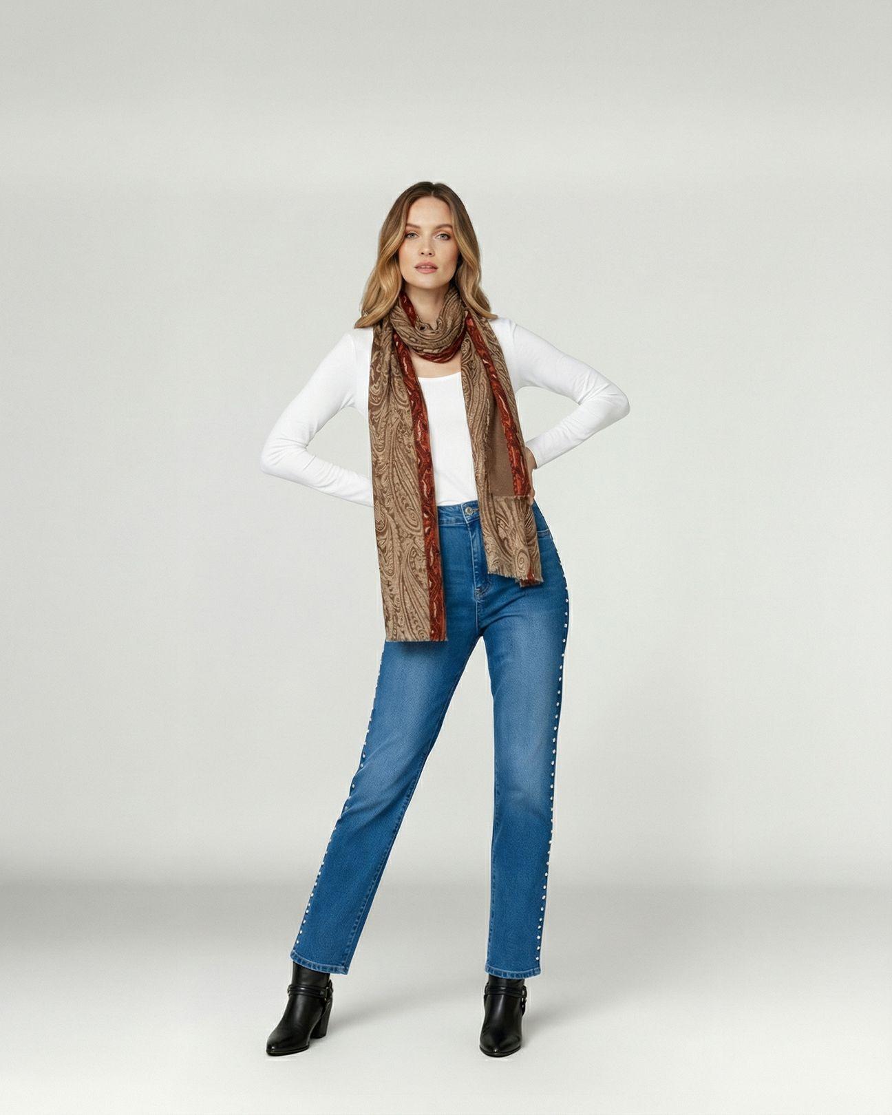 Echarpe Mujer Catalina Camel Lineatre-3
