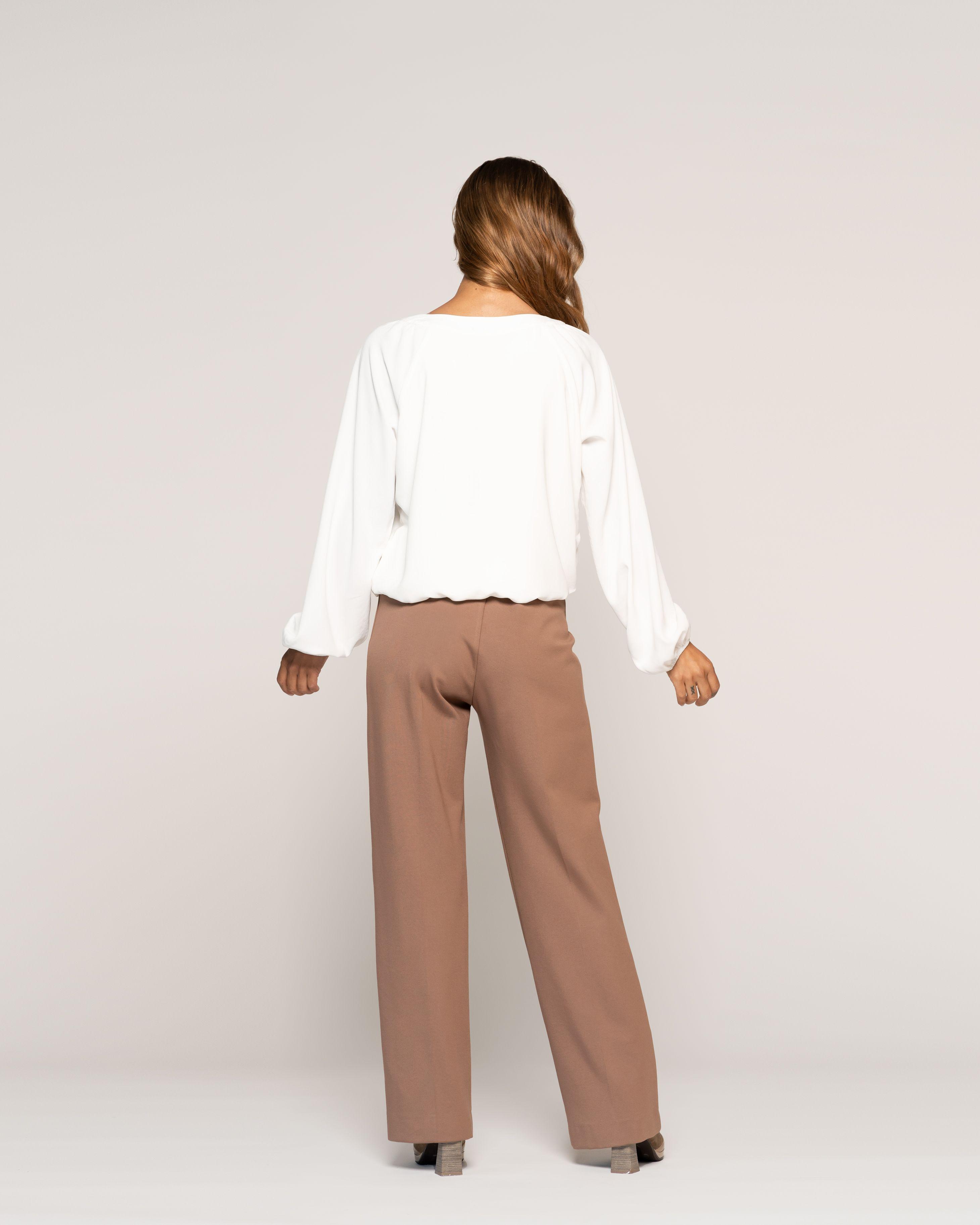 Blusa Hilda Magnolia Cuello Mao V Manga larga Globo Puño elasticado Mujer-2