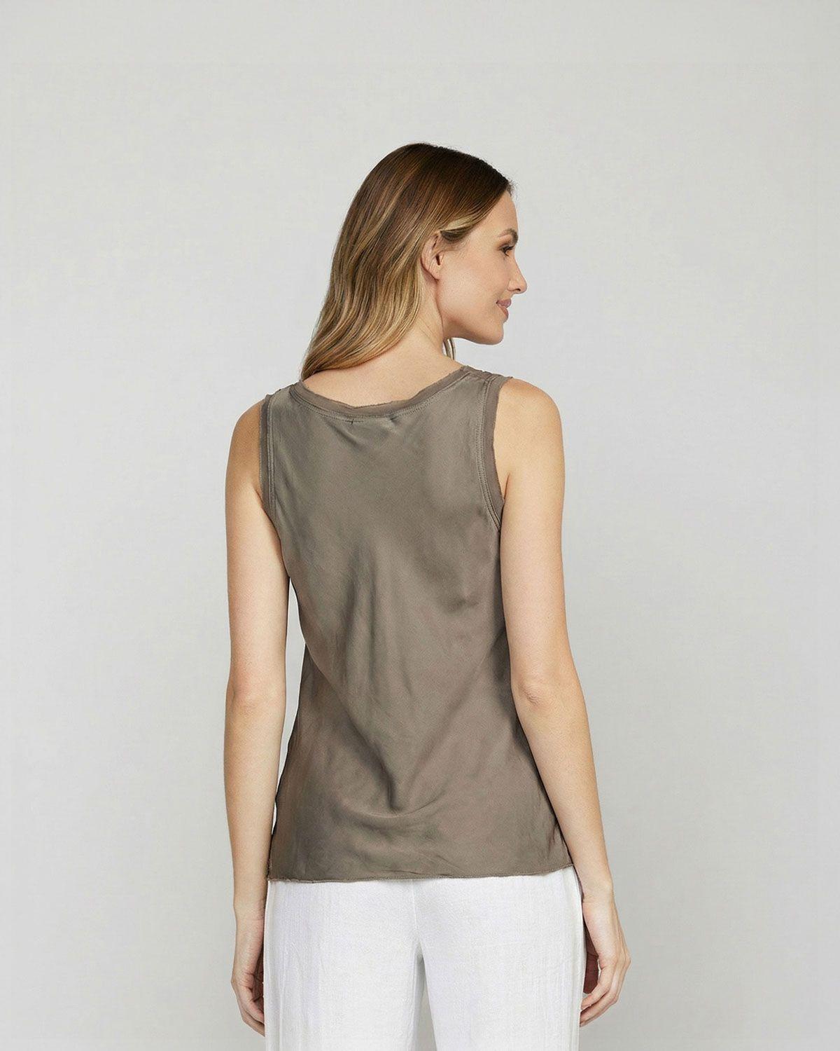 Top Mujer Nerina Regular Escote redondo Tirantes Fango Lineatre-2