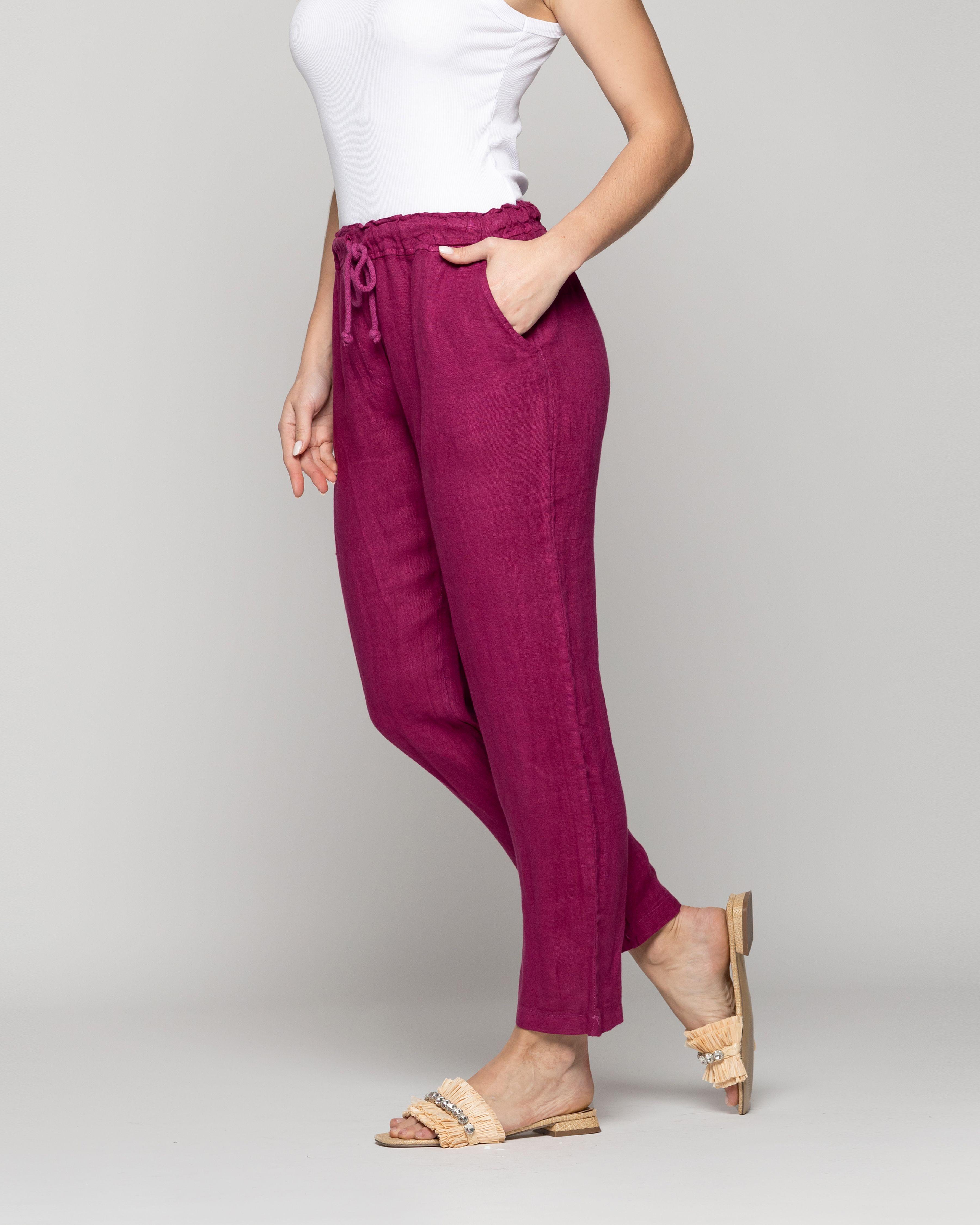 Pantalón Mujer Belén Lino Amarena Lineatre-1