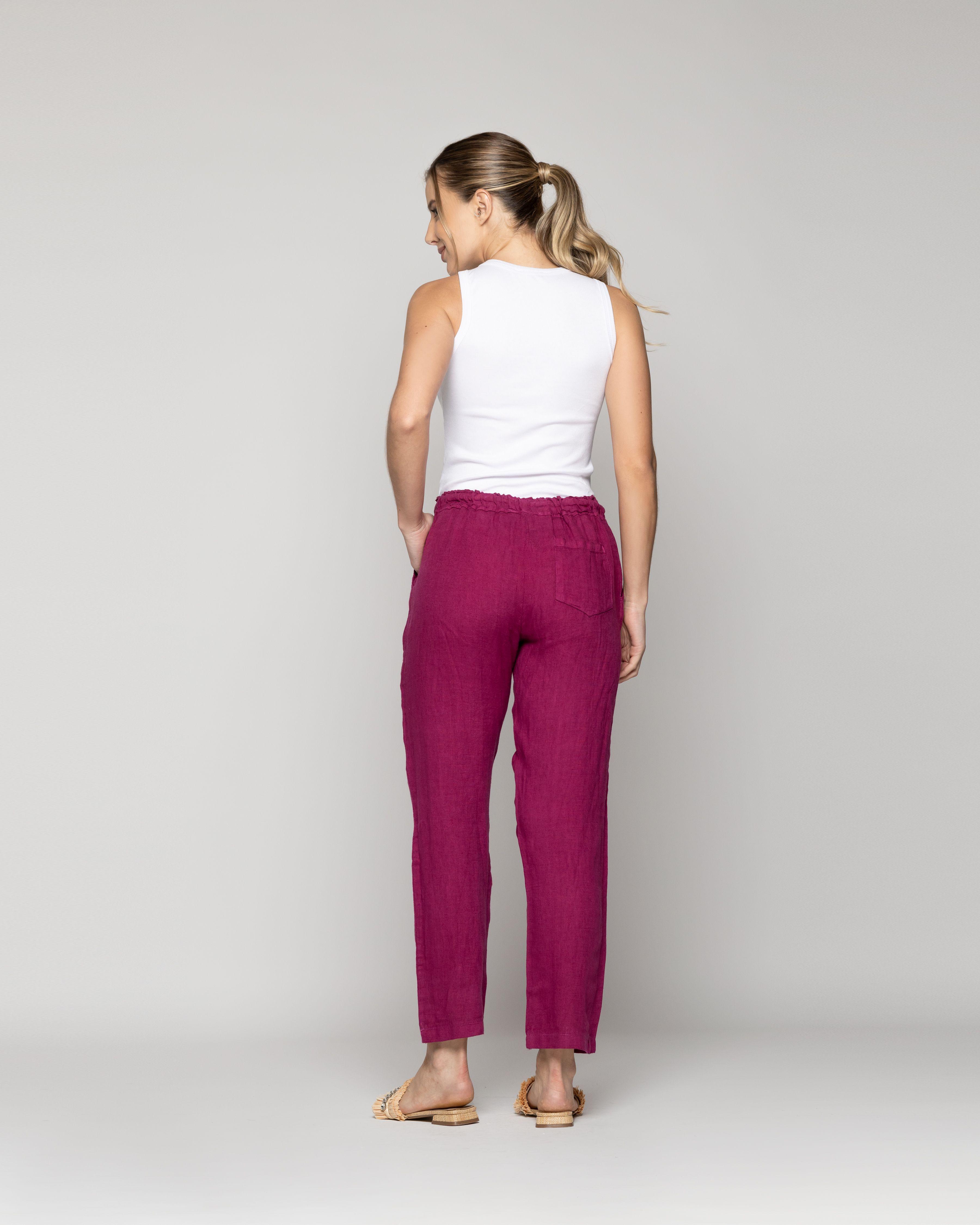 Pantalón Mujer Belén Lino Amarena Lineatre-2