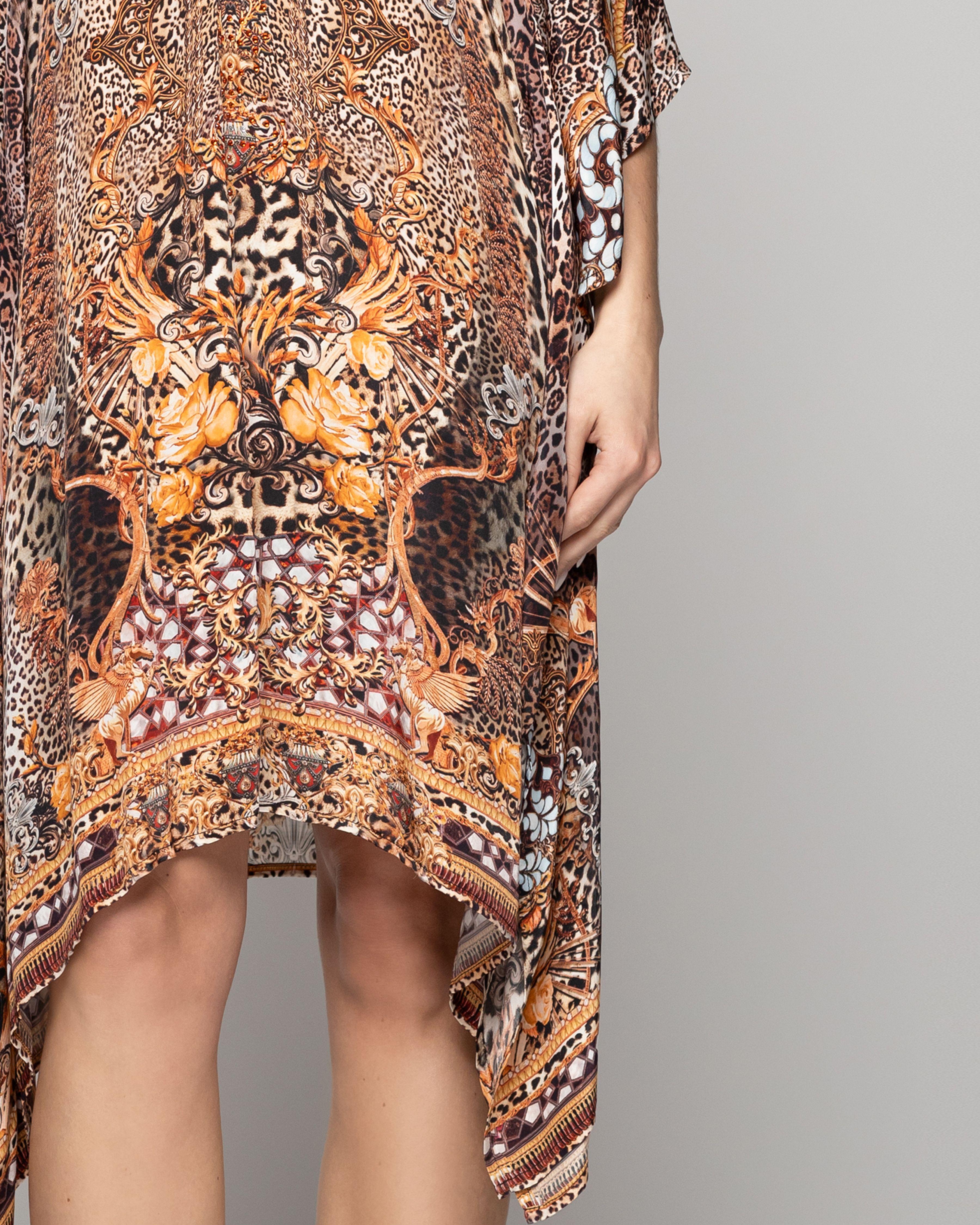 Túnica Mujer Tipo Kaftan Qamira Estampado Animal Print Leopardo Lineatre-2