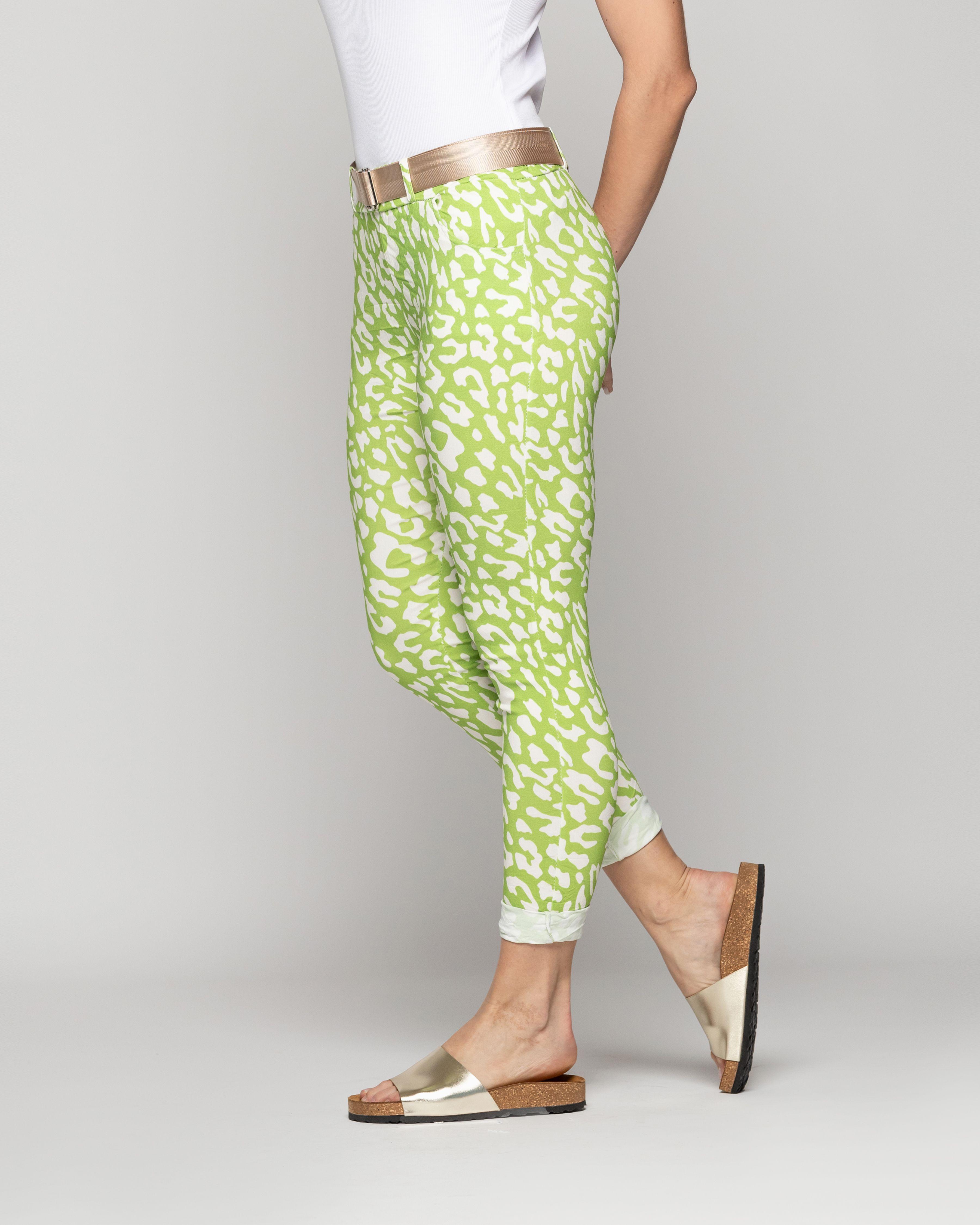 Pantalón Mujer Phedra Con Estampado Animal Verde Pistacho Lineatre-1
