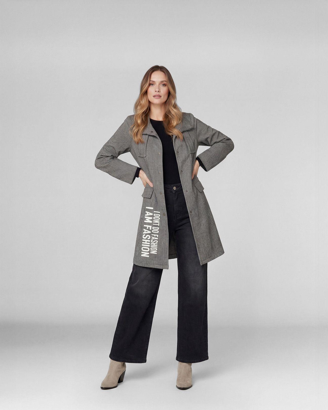 Abrigo Mujer Magdalena Relaxed Cuello En V Manga Suelta Negro Lineatre-3