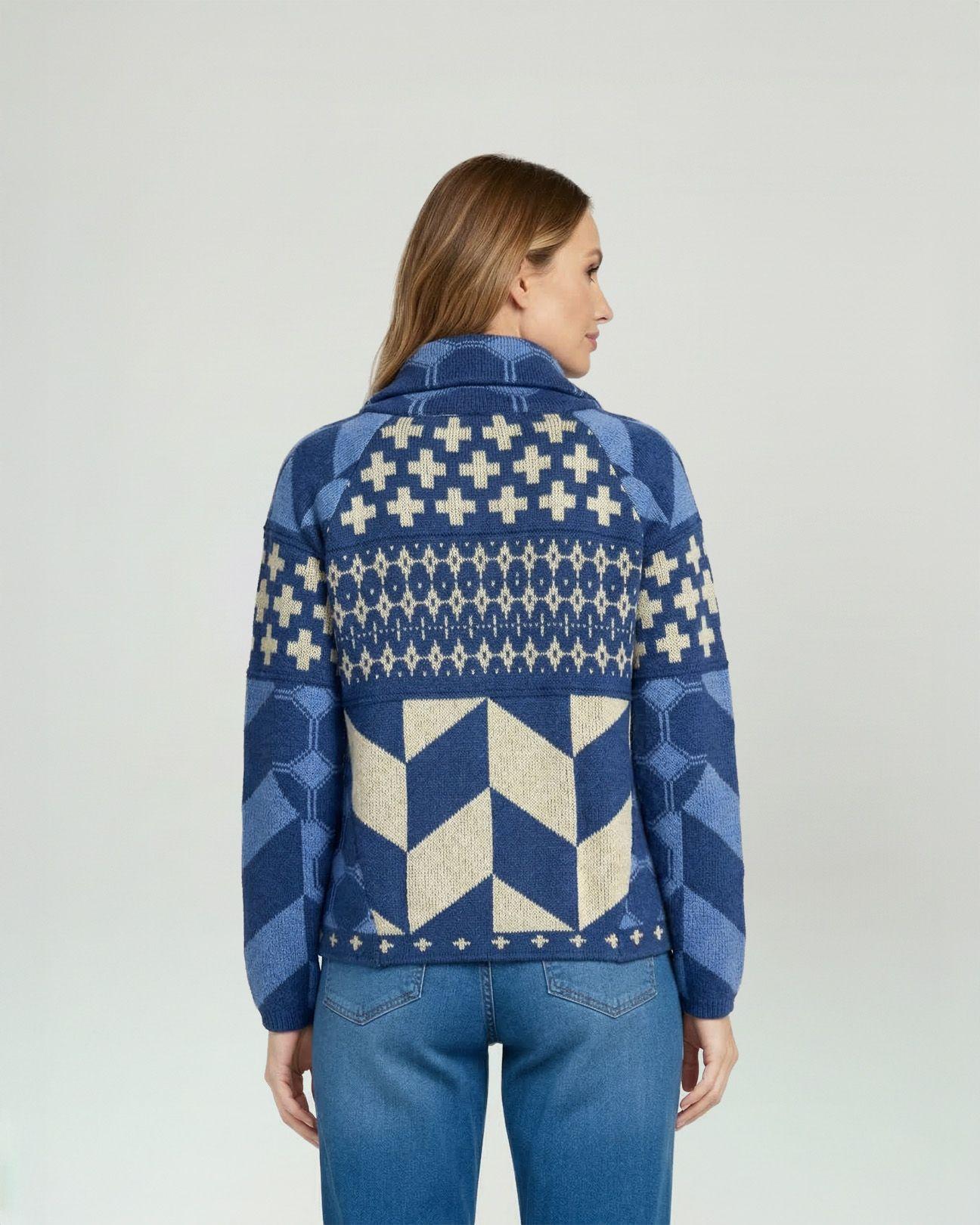 Cardigan Mujer Luciana Relaxed Cuello En V Manga Suelta Jeans Lineatre-1