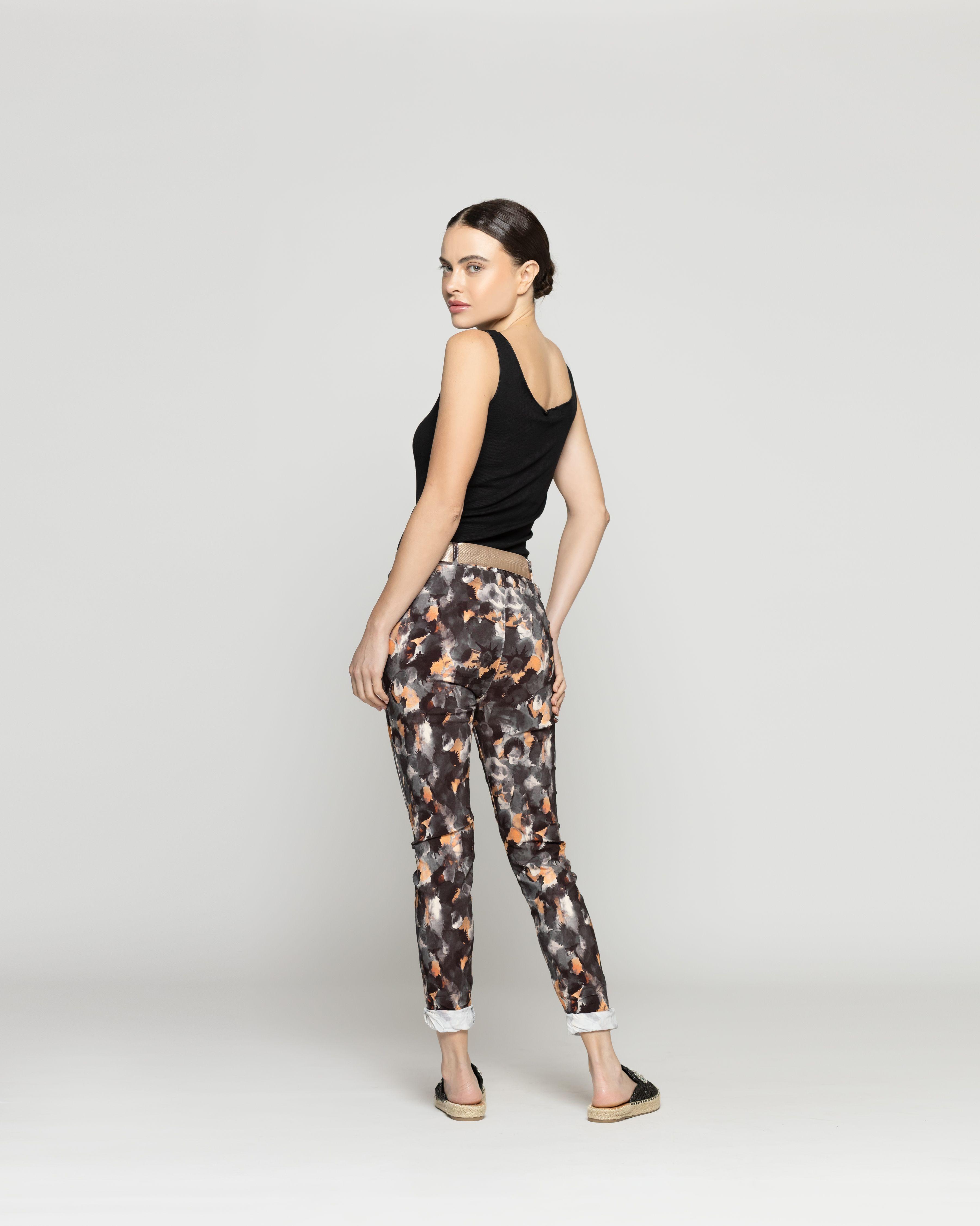 Pantalón Mujer Phedra Con Estampado Floral Negro Lineatre-2